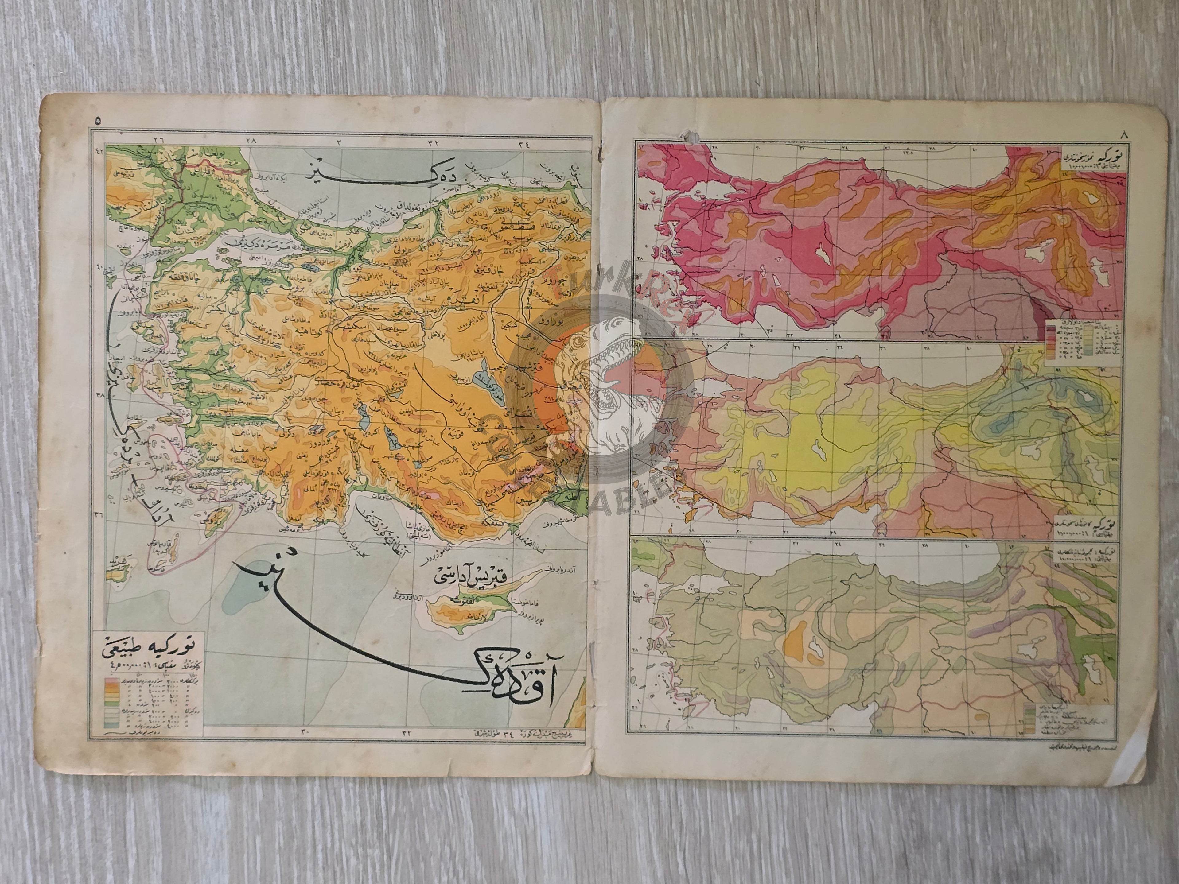 Turkey Administrative Divisions 1928 Ottoman Atlas Map Faik Sabri Middle East Western Anatolia