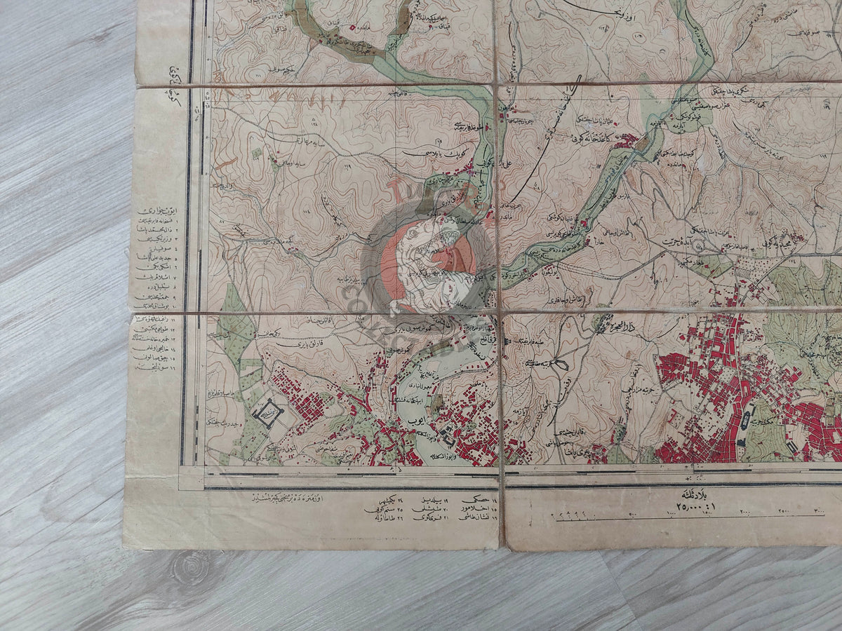Istanbul 1915 Ottoman WW1 Military Map Empire Constantinople Capital