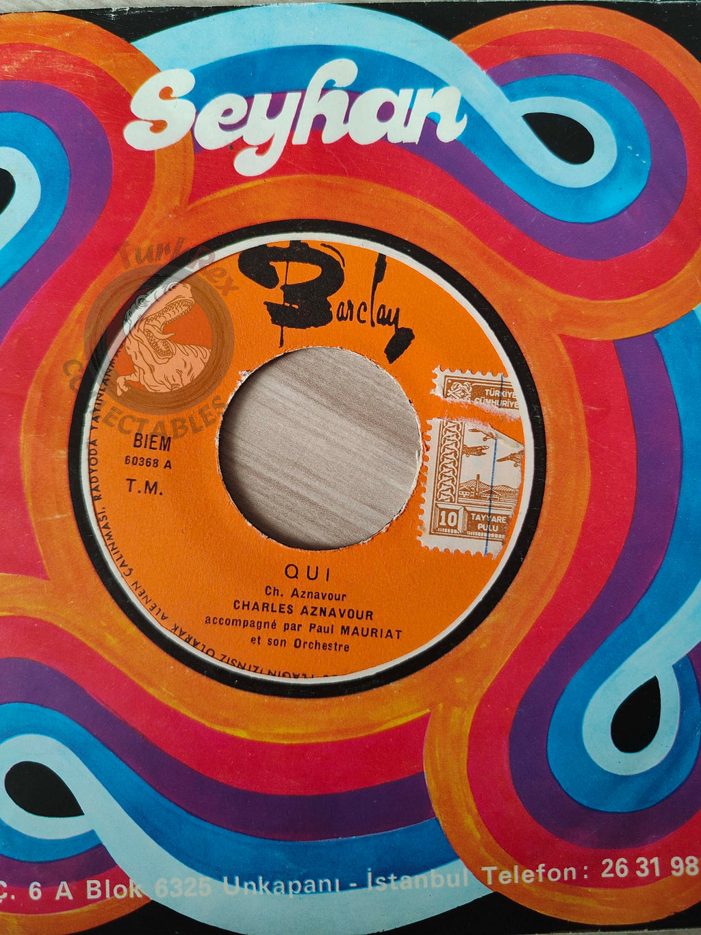 Charles Aznavour – Qui / Je T'Attends 7"  Turkish Pressing Vinyl Turkey Edition