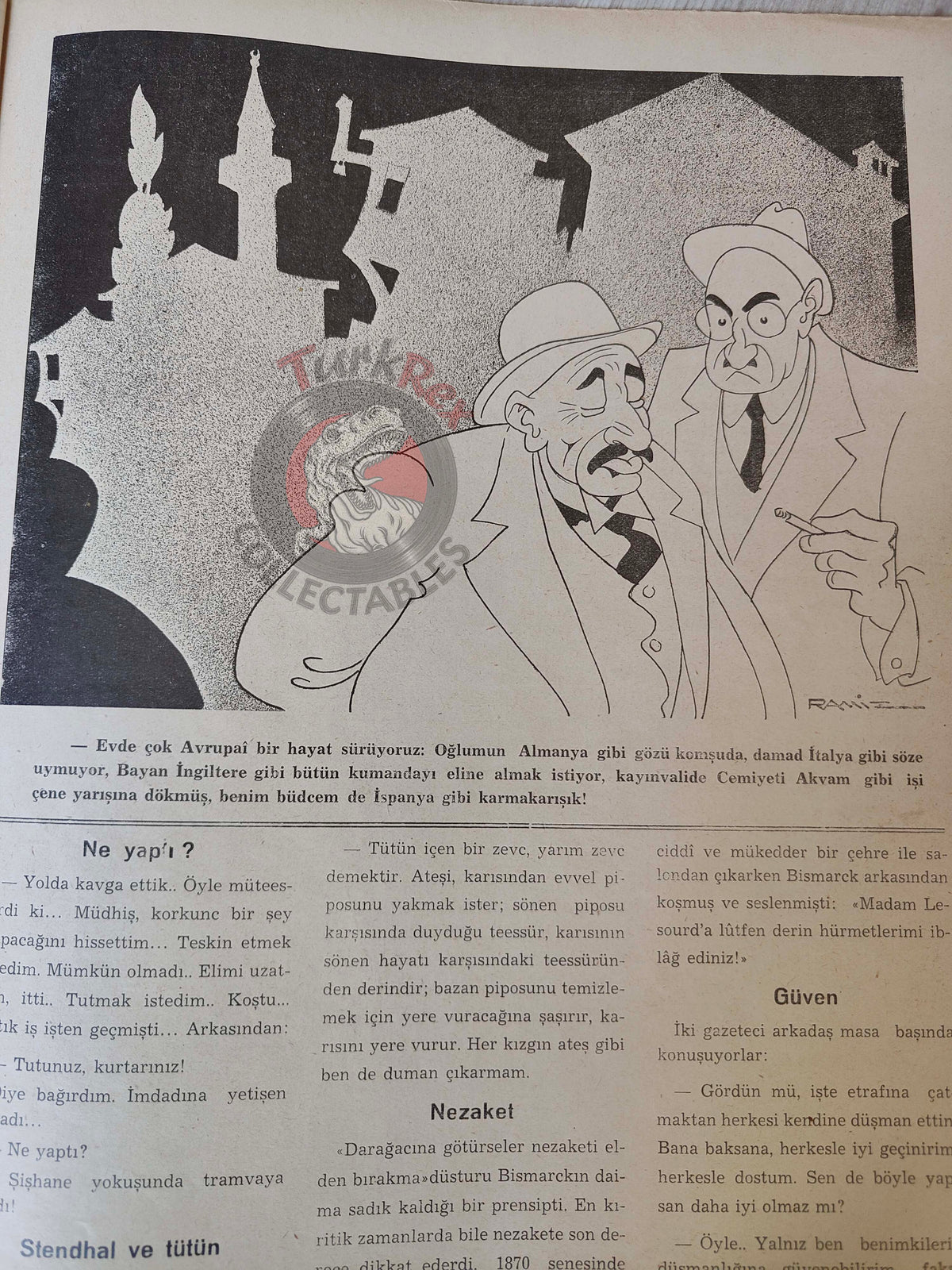 Akbaba 1936 Humor Magazine Turkish Turkey The Trumpet of Israfil Hitler WW2 era War