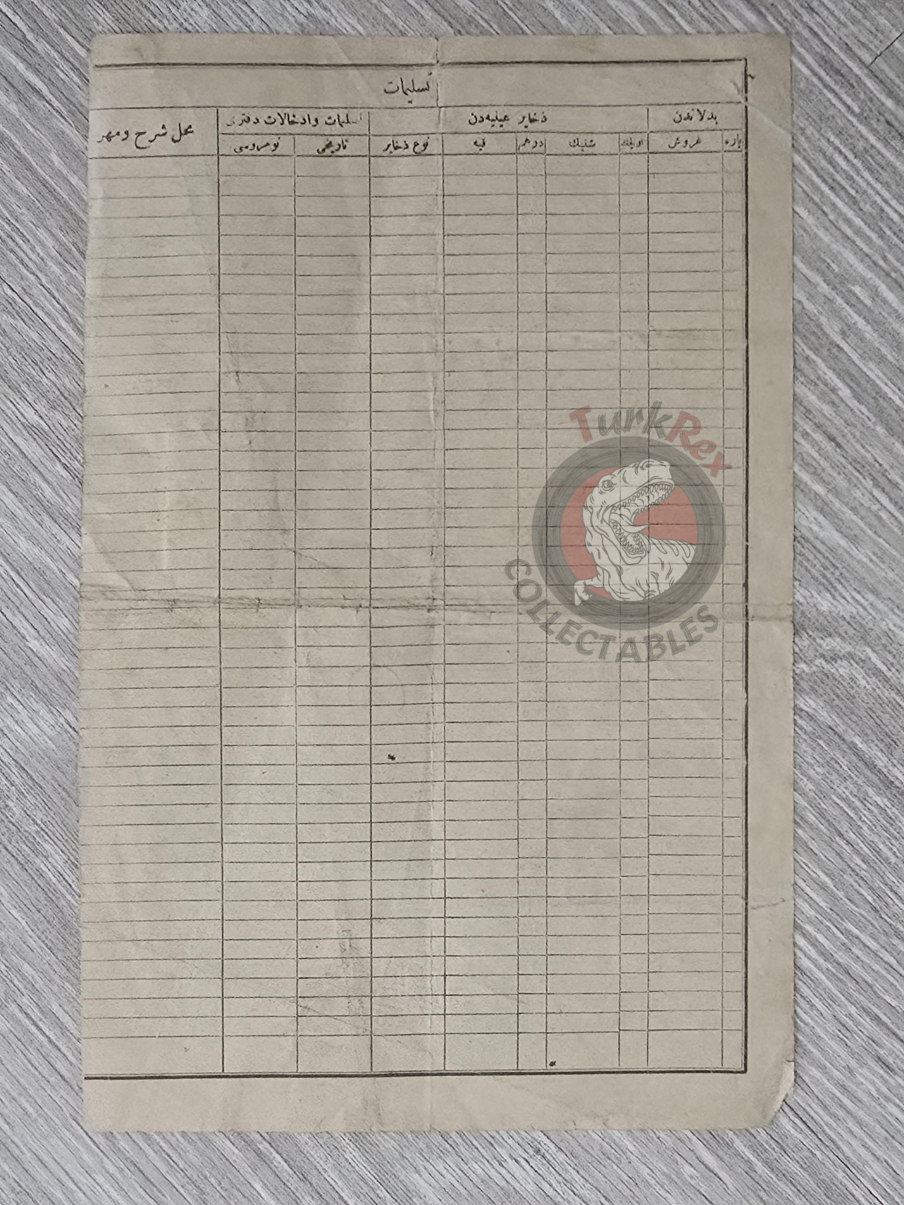 Ottoman 1908 Aşar Tax Receipt Amasya Merzifon Hejaz Railway Agricultural Tithe
