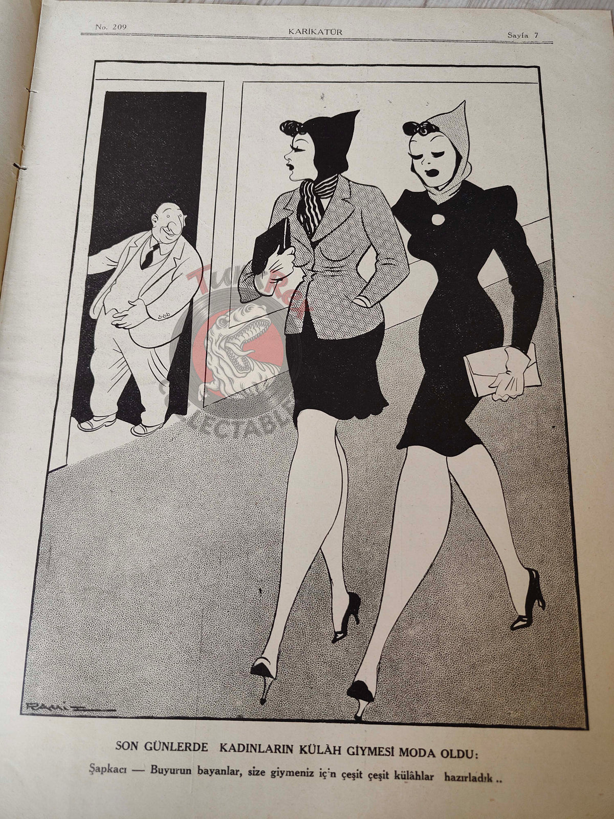 Karikatür 1939 Humor Magazine Turkish Turkey New Year Russia WW2 era Deutsche Lufthansa