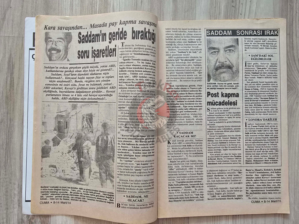 Cuma 1991 Saddam and Bush Are War Criminals! Turkish Magazine Turkey Saddam Hussein Gulf War