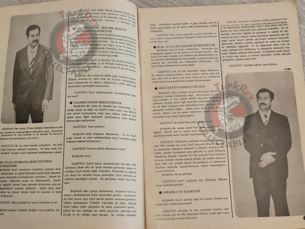Saddam Hussein - Iraq Today 1981 Official Propaganda Magazine Turkish Turkey Middle East