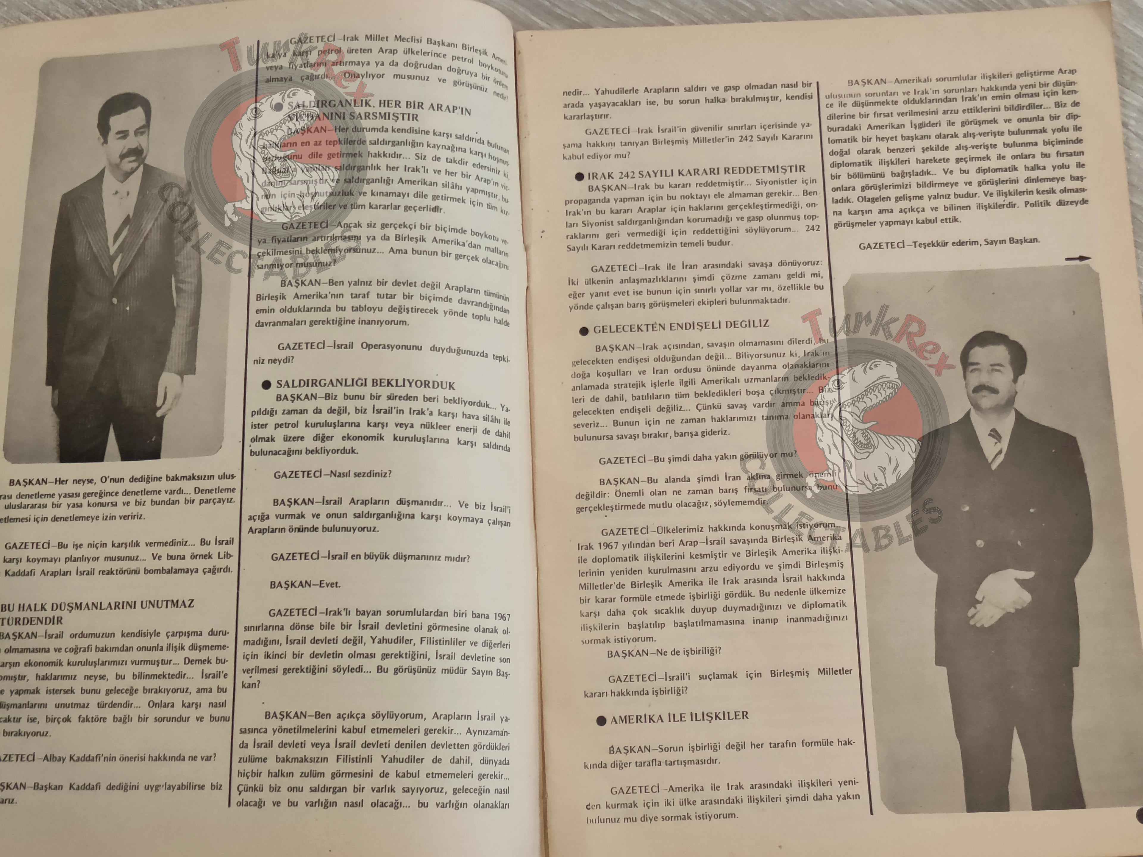 Saddam Hussein - Iraq Today 1981 Official Propaganda Magazine Turkish Turkey Middle East