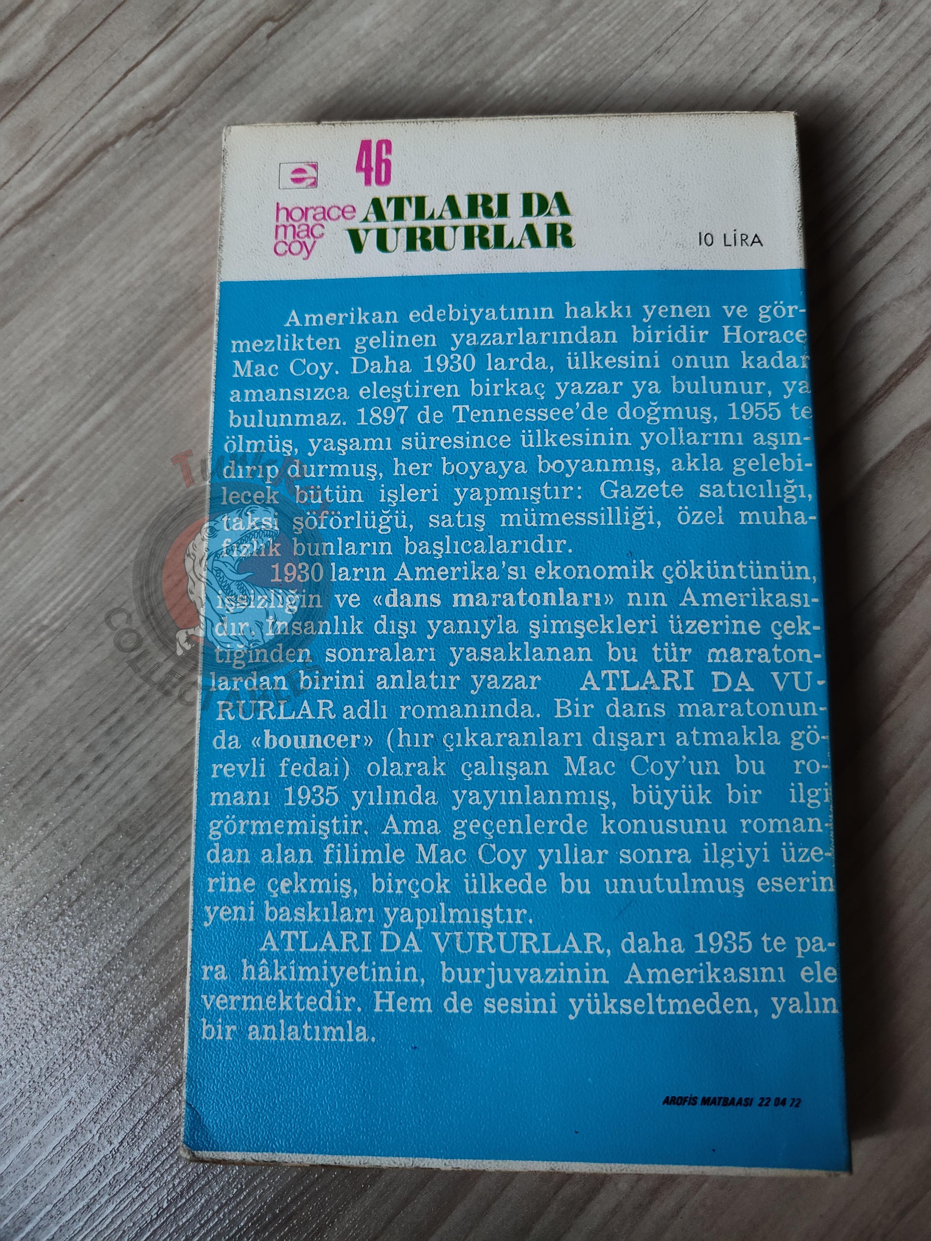 Horace McCoy – They Shoot Horses, Don't They? 1972 Turkish Book Turkey