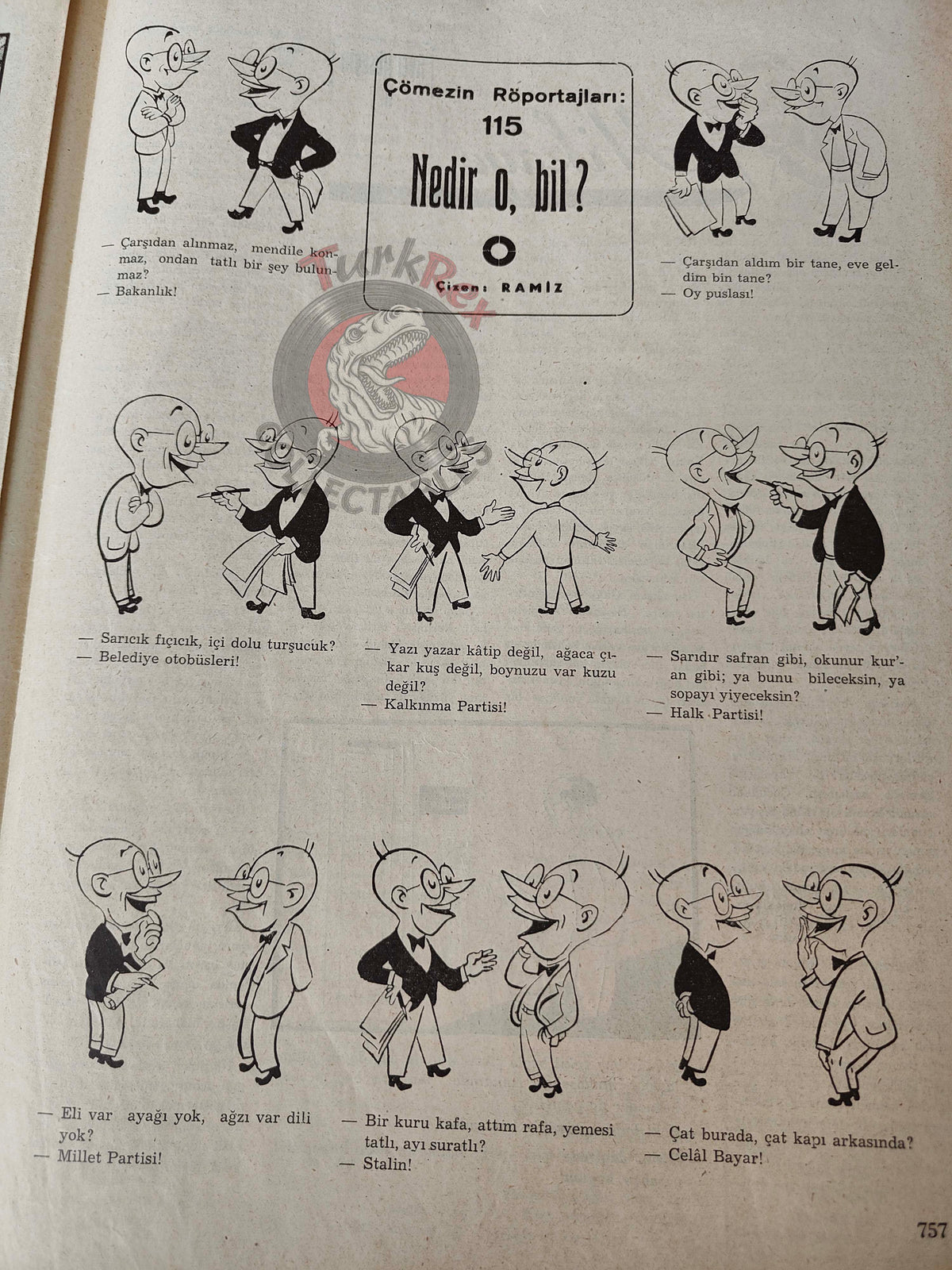 Mizah 1948 Humor Magazine Turkish Turkey His Master’s Voice