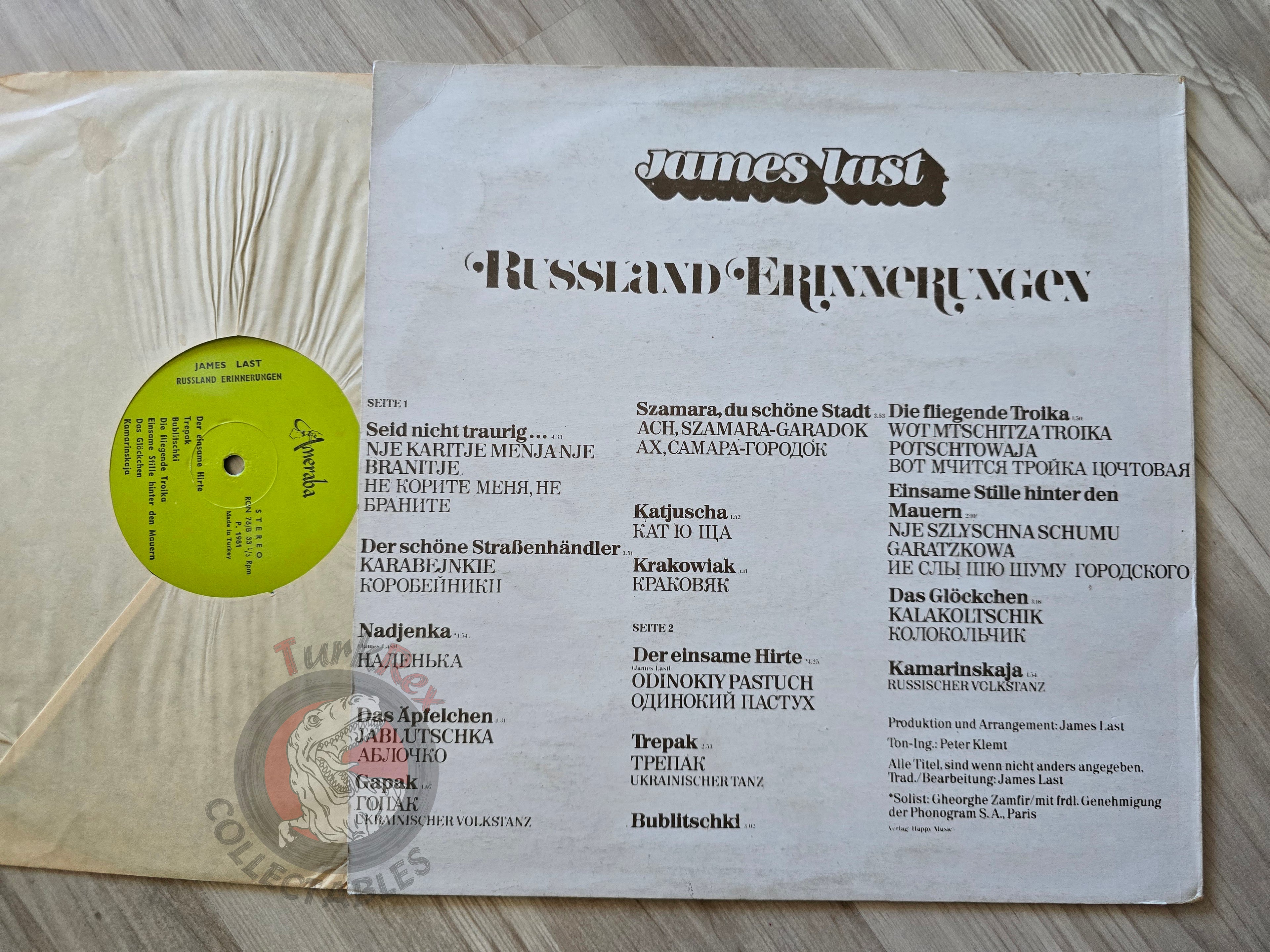 James Last – Rußland Erinnerungen Turkish Pressing Vinyl Turkey Edition