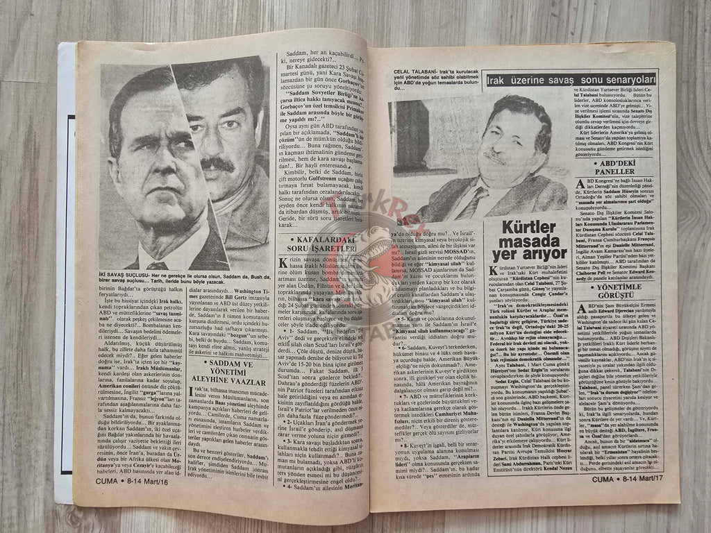 Cuma 1991 Saddam and Bush Are War Criminals! Turkish Magazine Turkey Saddam Hussein Gulf War