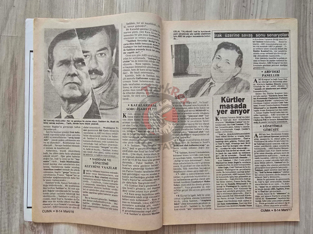 Cuma 1991 Saddam and Bush Are War Criminals! Turkish Magazine Turkey Saddam Hussein Gulf War