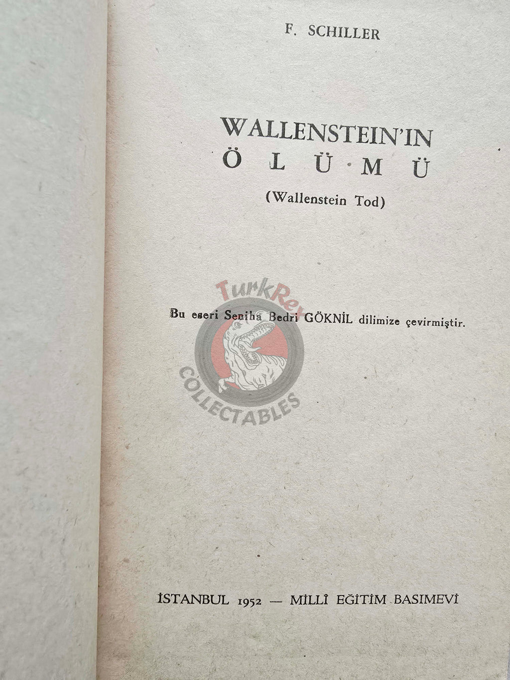 Friedrich Schiller – Wallenstein Trilogy 1946 1st Turkish Book Turkey