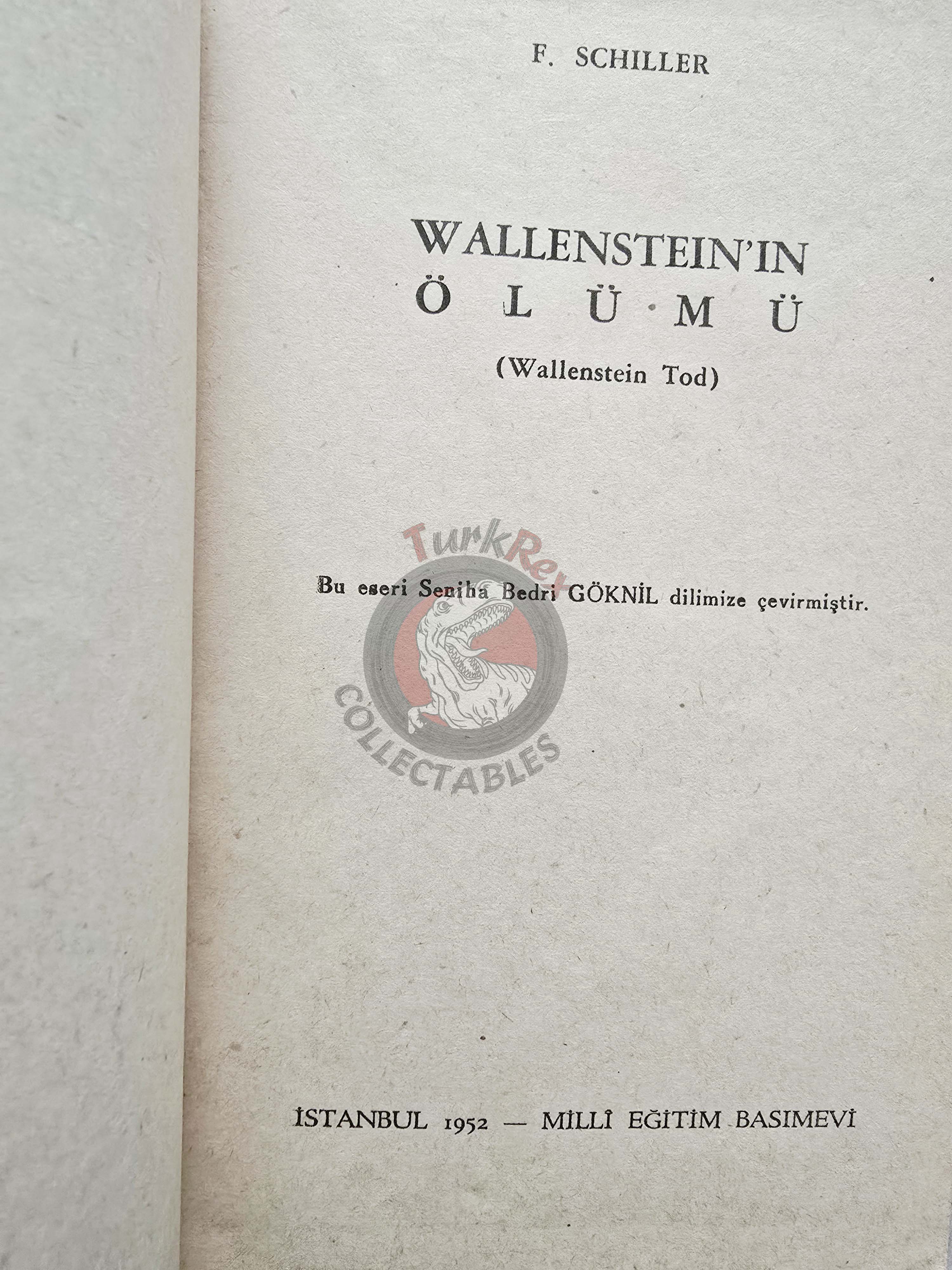 Friedrich Schiller – Wallenstein Trilogy 1946 1st Turkish Book Turkey