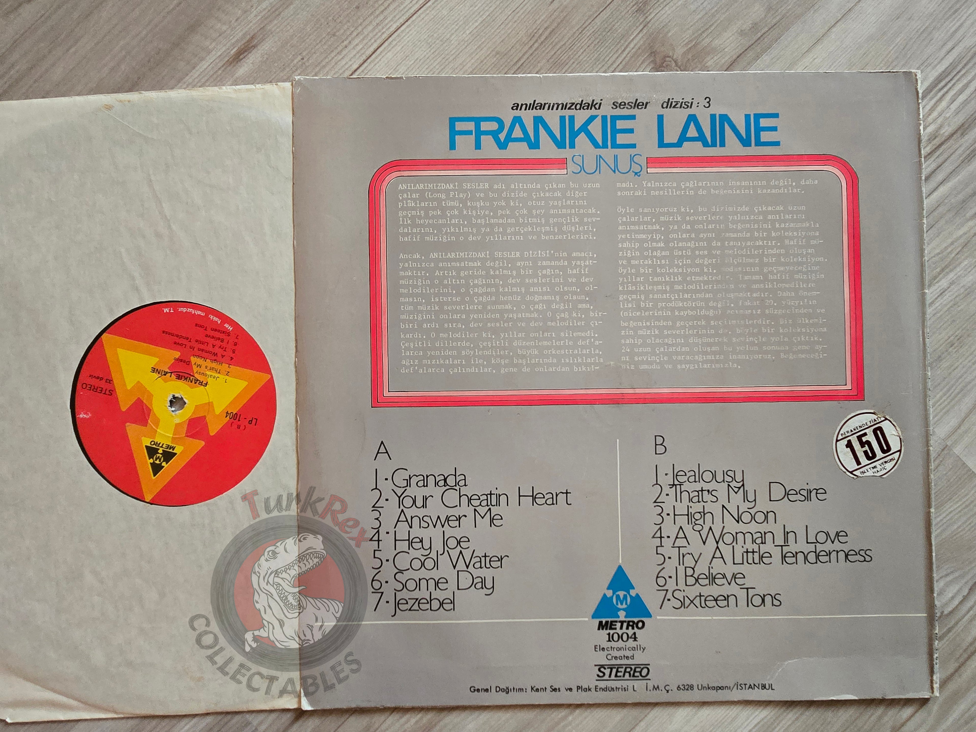 Frankie Laine – Anılarımızdaki Sesler Dizisi 3 Turkish Pressing Vinyl Turkey Edition