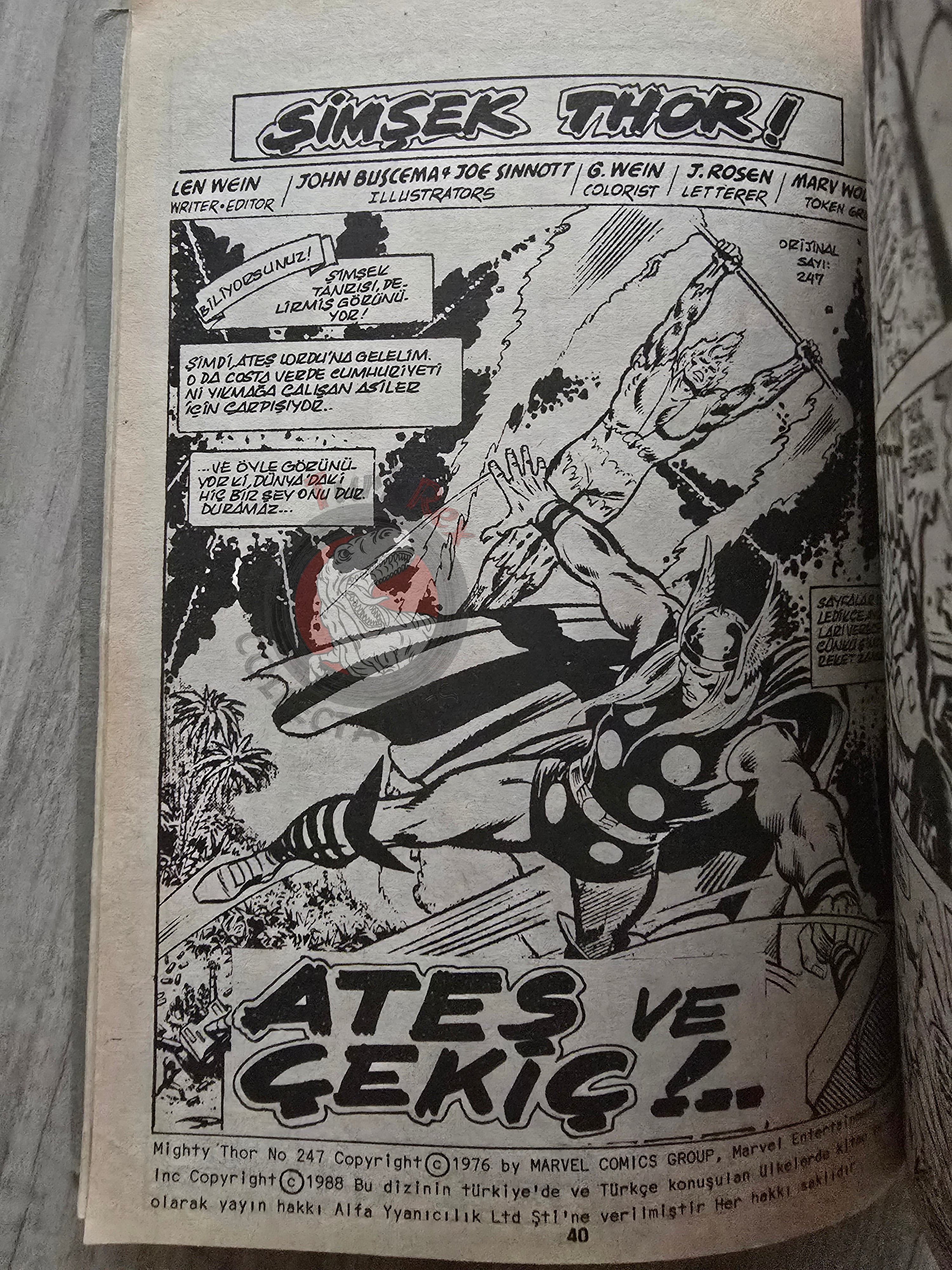 Thor Vol #9 1988 Turkish Comic Turkey The Mighty Thor #242–250 cover #198