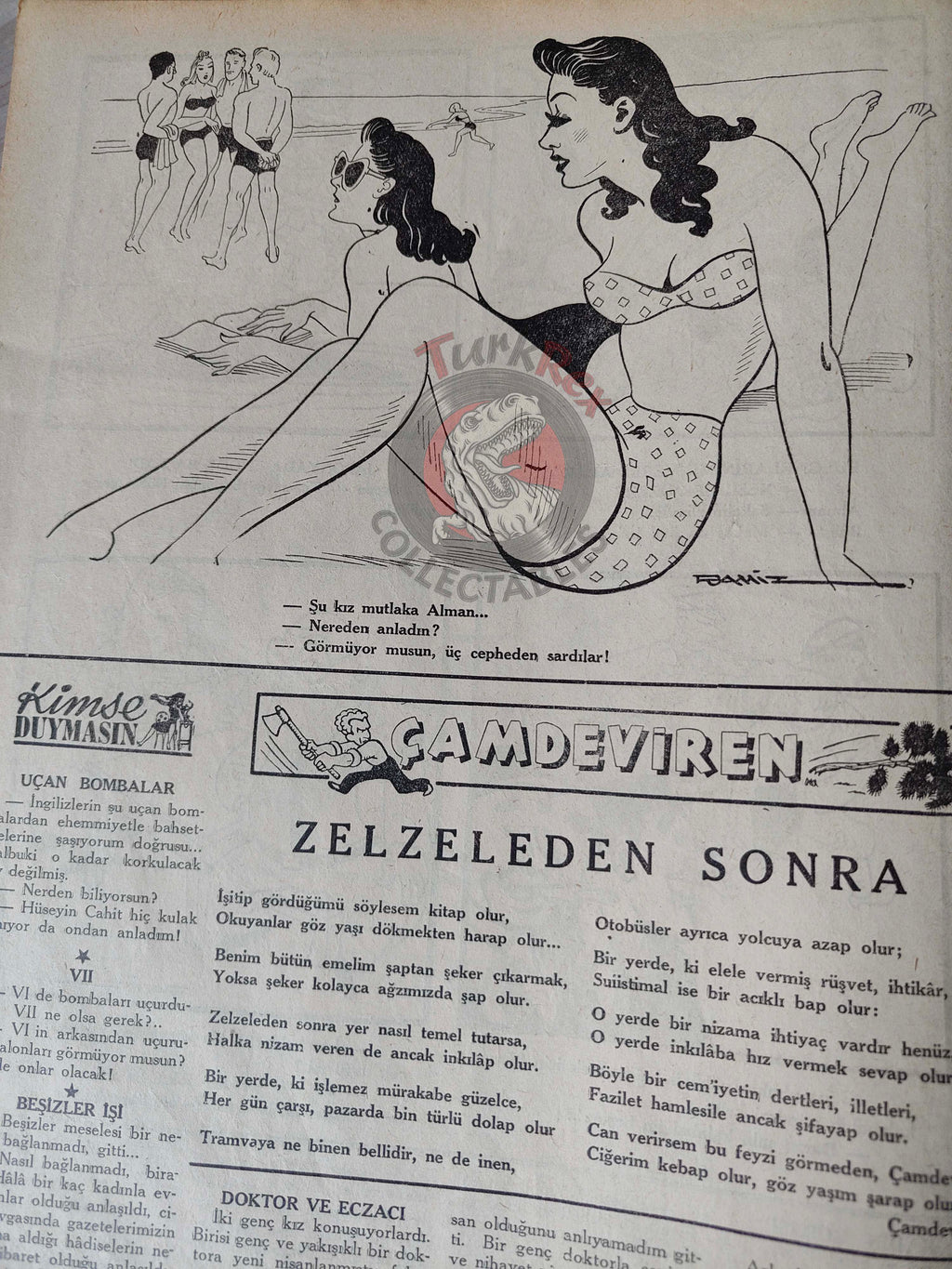 Karikatür 1944 Humor Magazine Turkish Turkey Defeat Germany WW2 era Bulgaria
