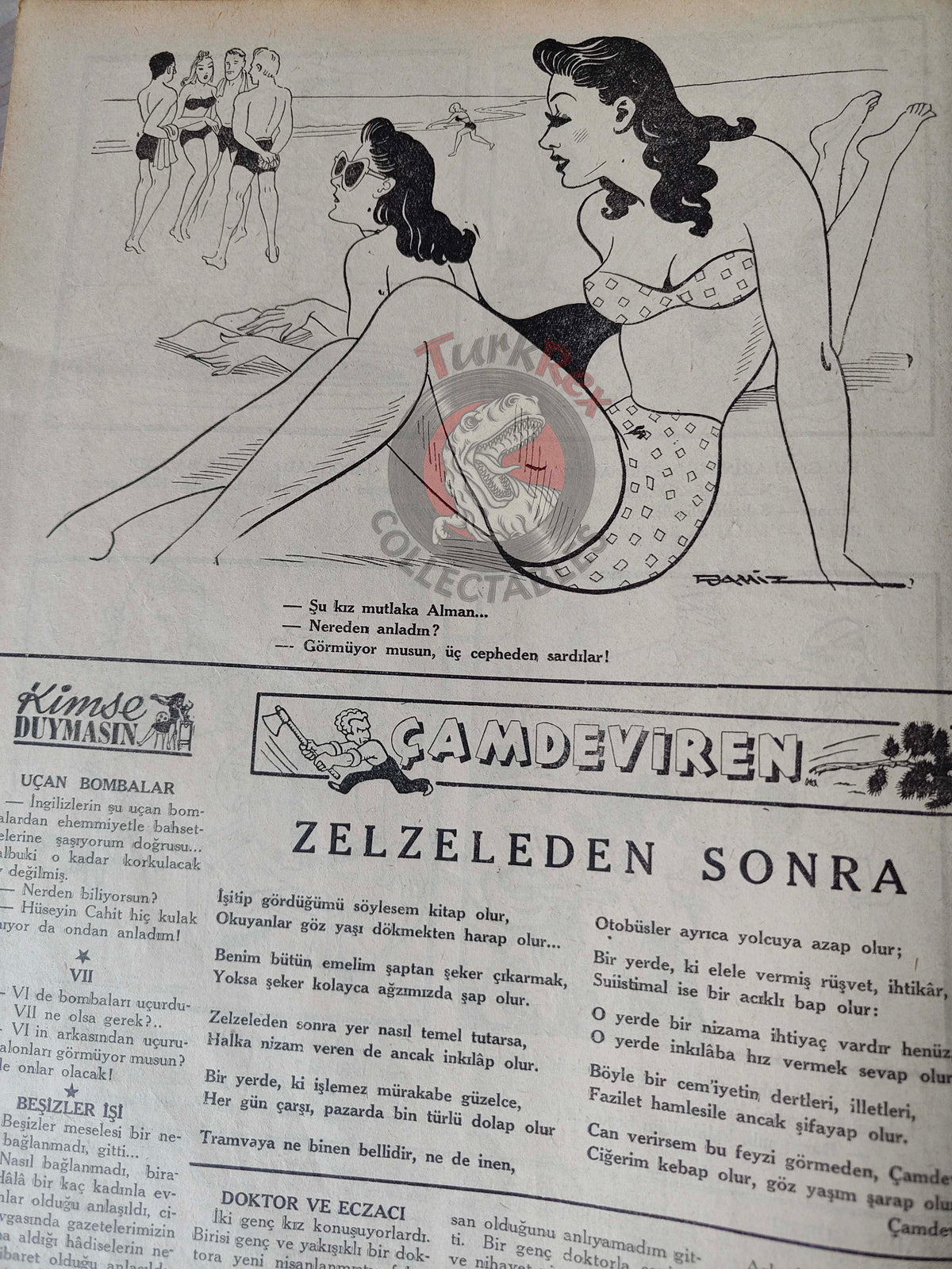 Karikatür 1944 Humor Magazine Turkish Turkey Defeat Germany WW2 era Bulgaria