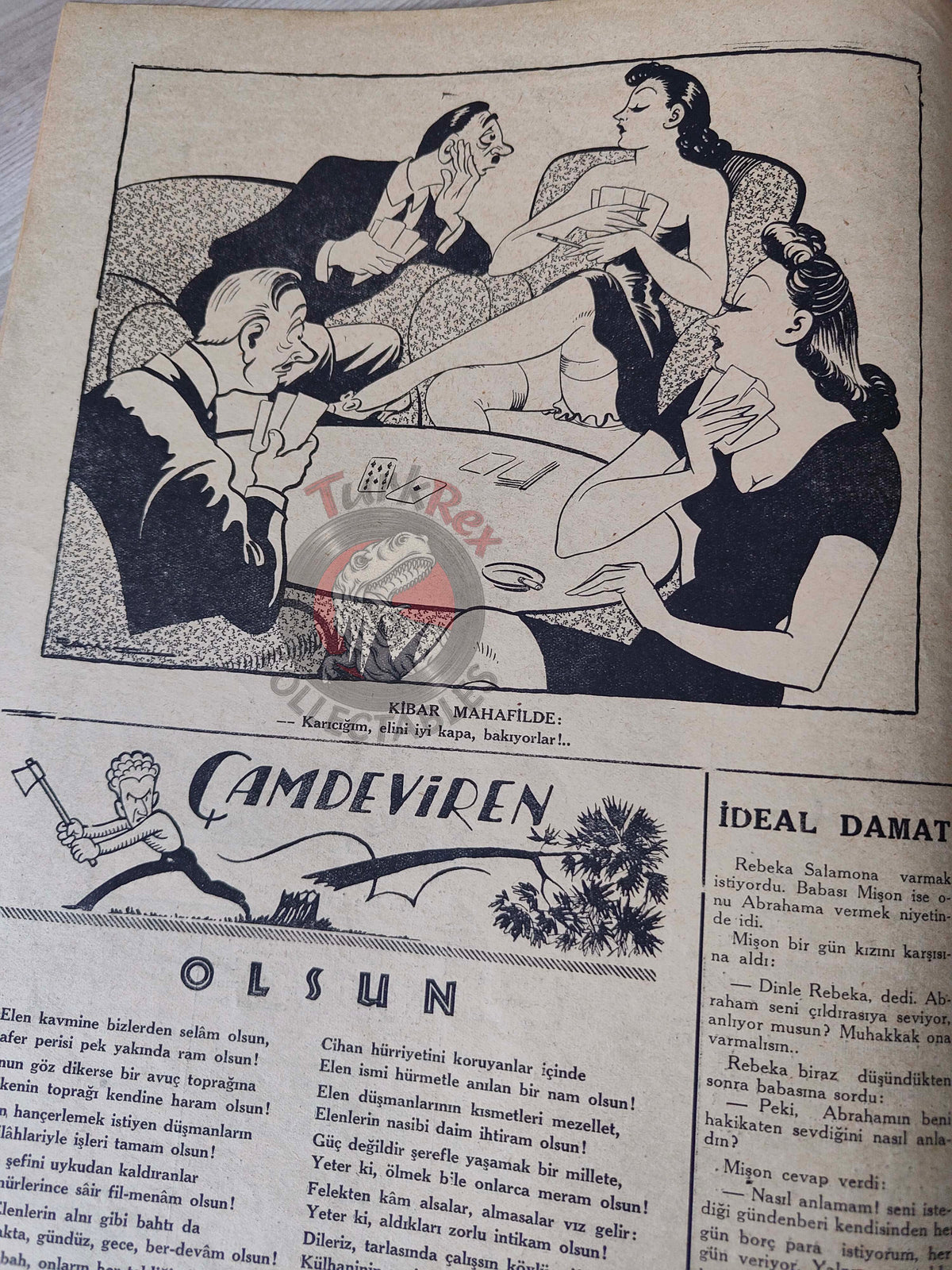 Karikatür 1940 Humor Magazine Turkish Turkey Mussolini Italy WW2 era War