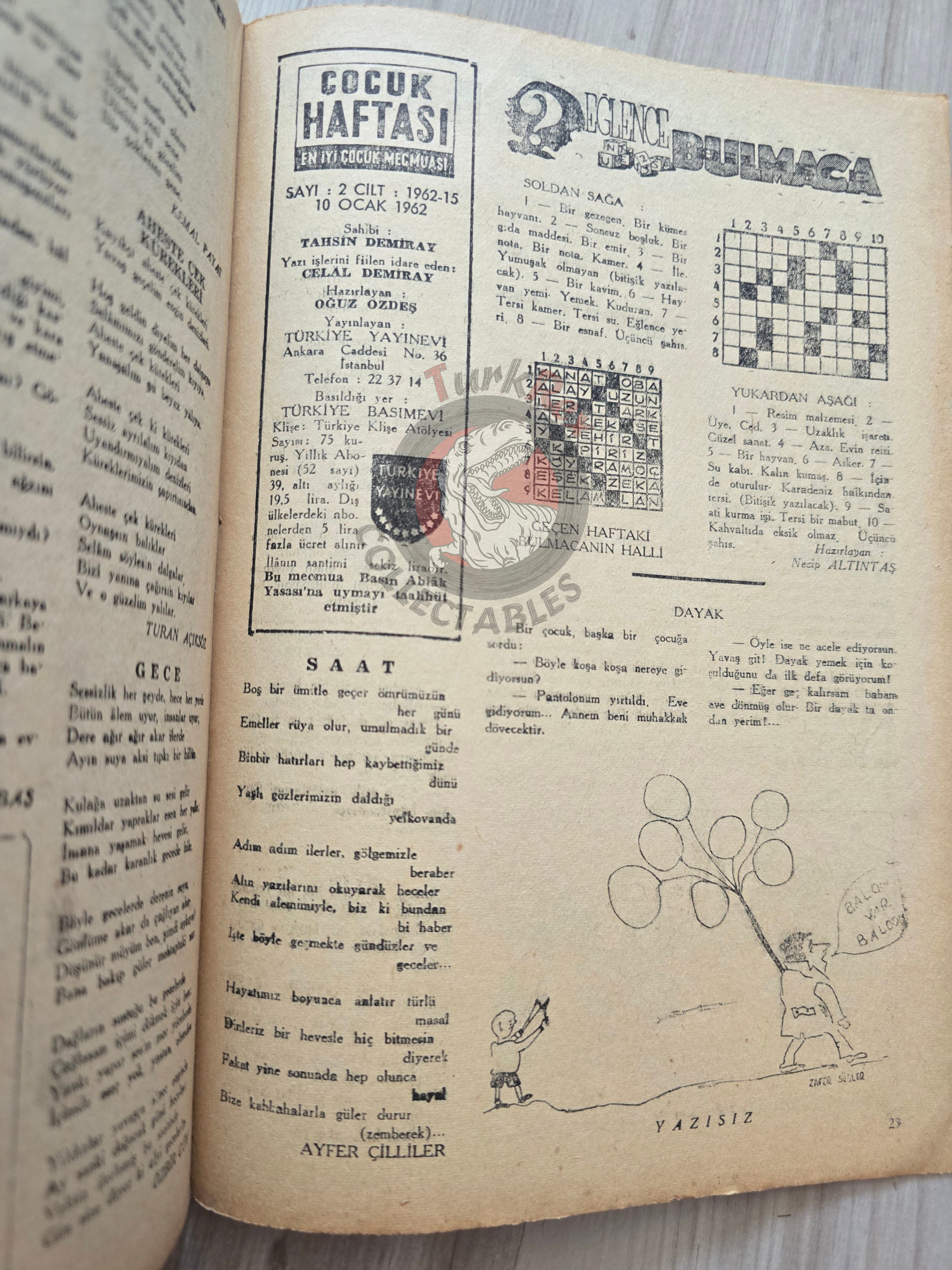 Çocuk Haftası Magazine 1962 Cinderella Turkish Comic Turkey