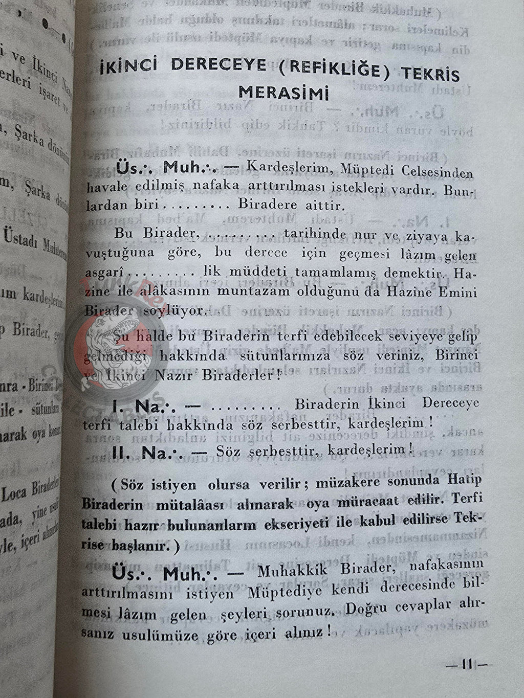 Turkish Freemasonry 2nd Degree Ritual Fellow Craft 1959 Booklet Masonic Masons of Turkey
