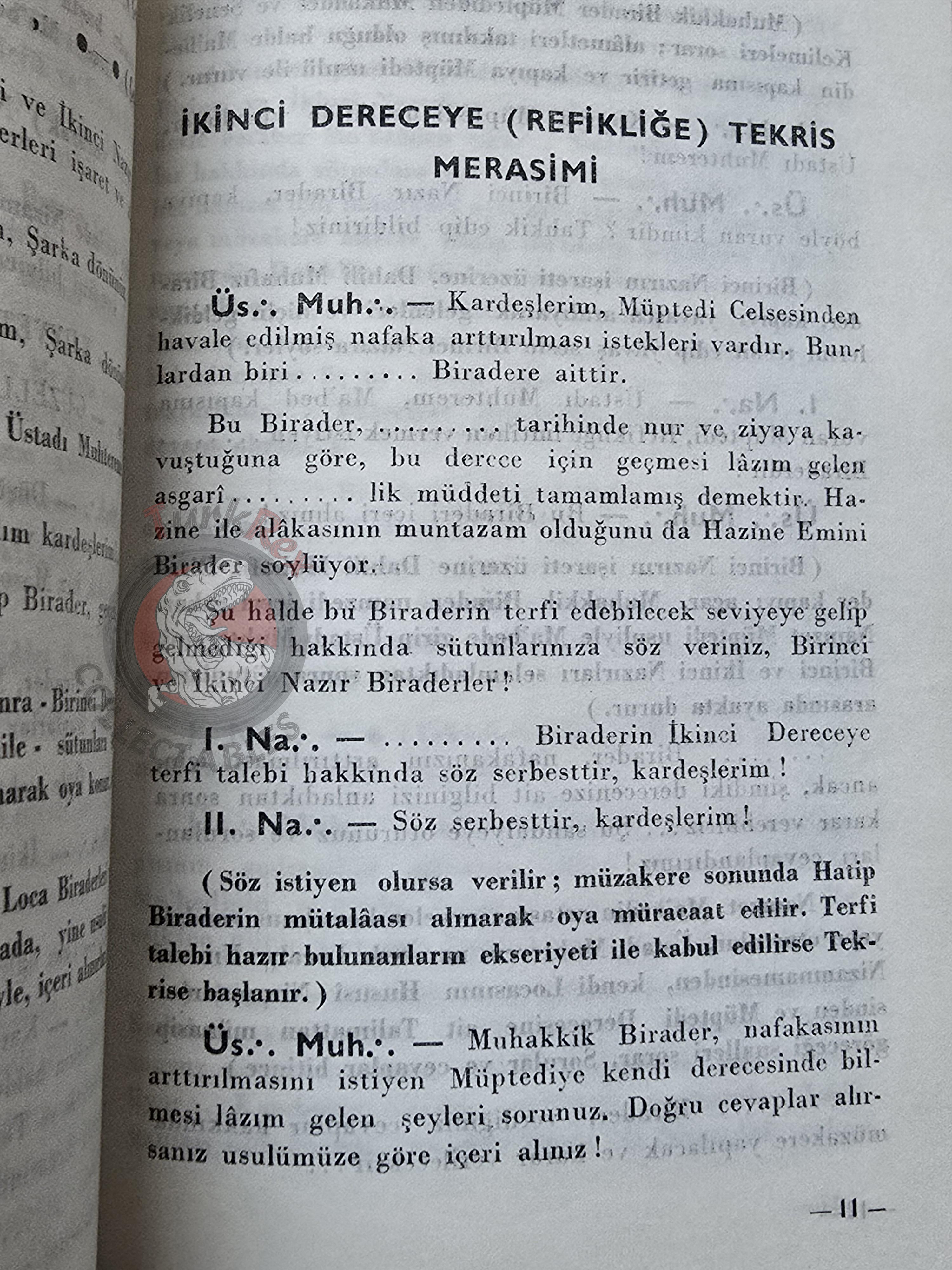 Turkish Freemasonry 2nd Degree Ritual Fellow Craft 1959 Booklet Masonic Masons of Turkey