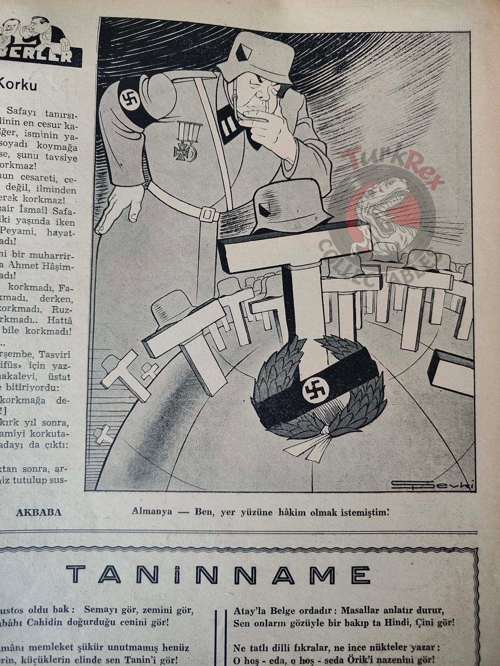 Akbaba 1943 Humor Magazine Turkish Turkey The Barrel of War Germany WW2 era Russia Ukraine