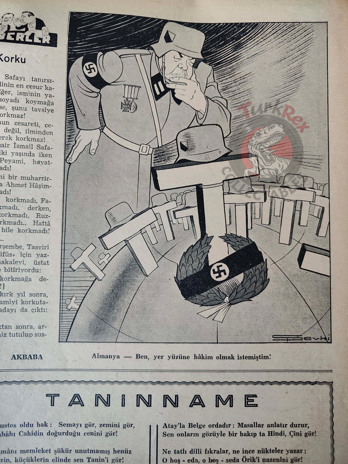 Akbaba 1943 Humor Magazine Turkish Turkey The Barrel of War Germany WW2 era Russia Ukraine