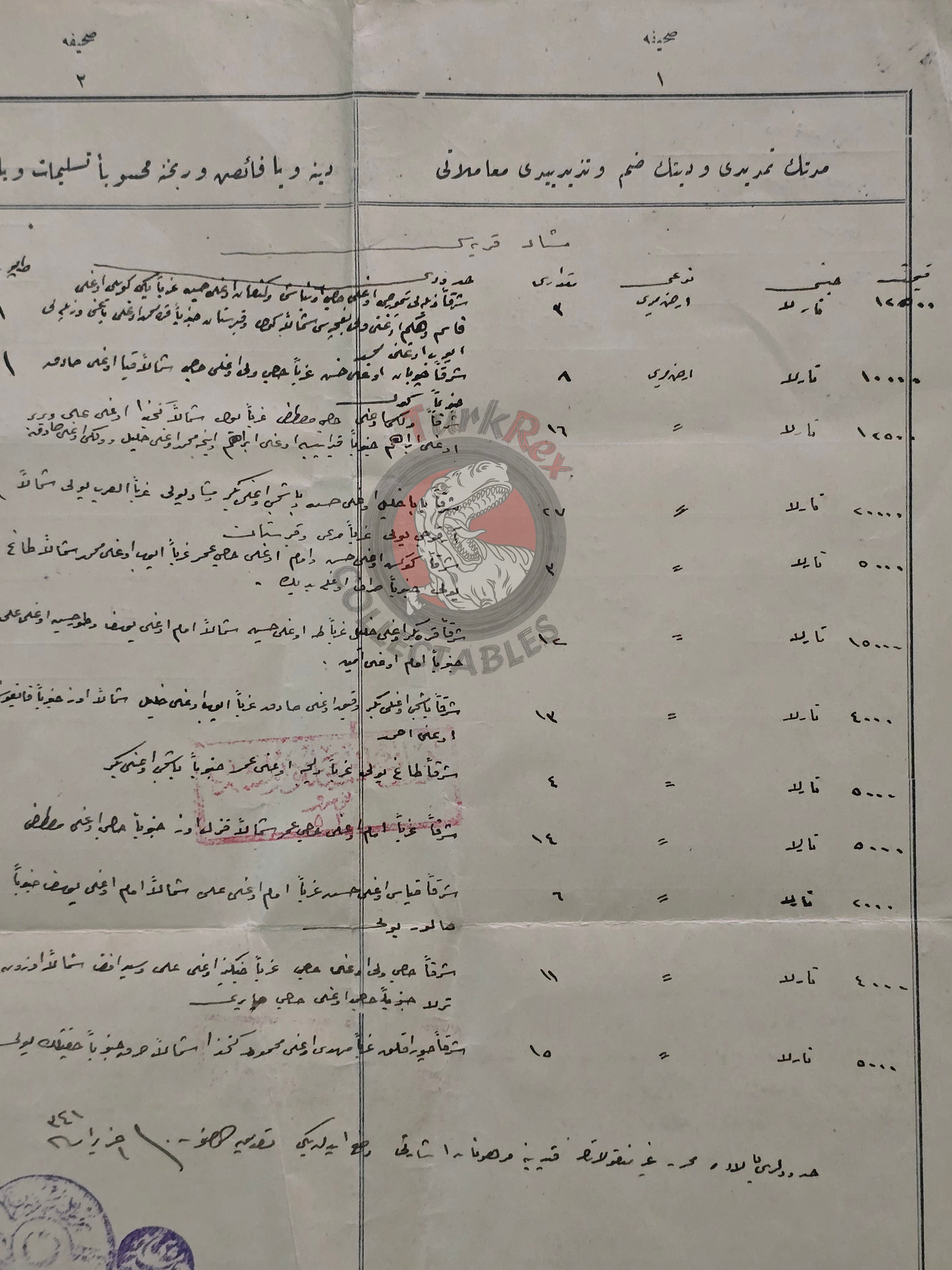 Ottoman Official Debt Document 1925 Meşad Village, Zile, Tokad