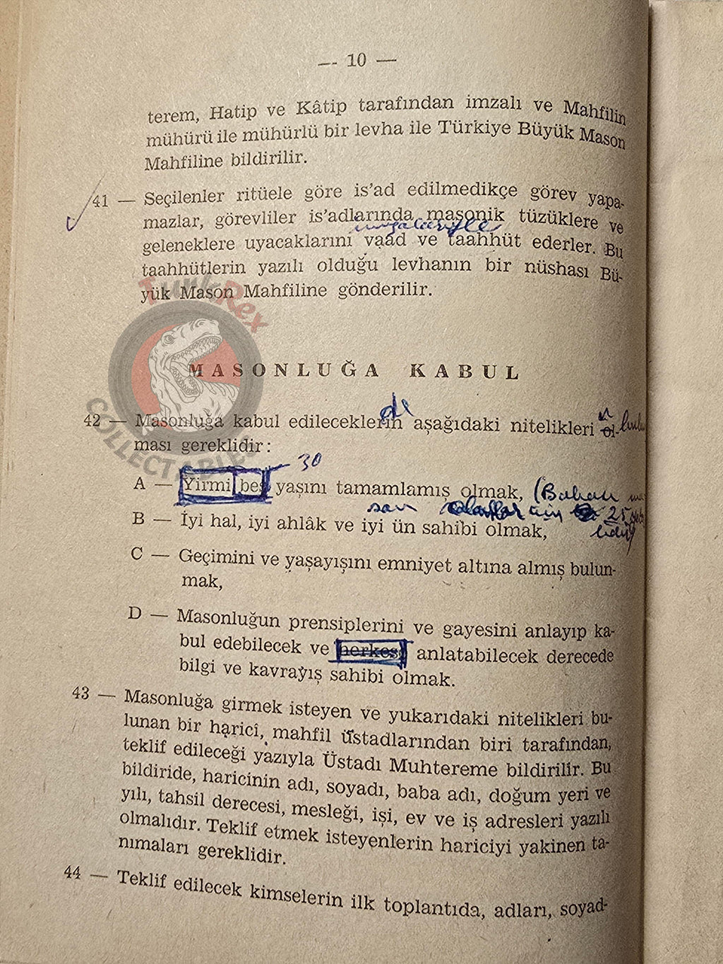 Turkish Freemasonry General Regulations of the Lodges 1958 Booklet Masonic Masons of Turkey