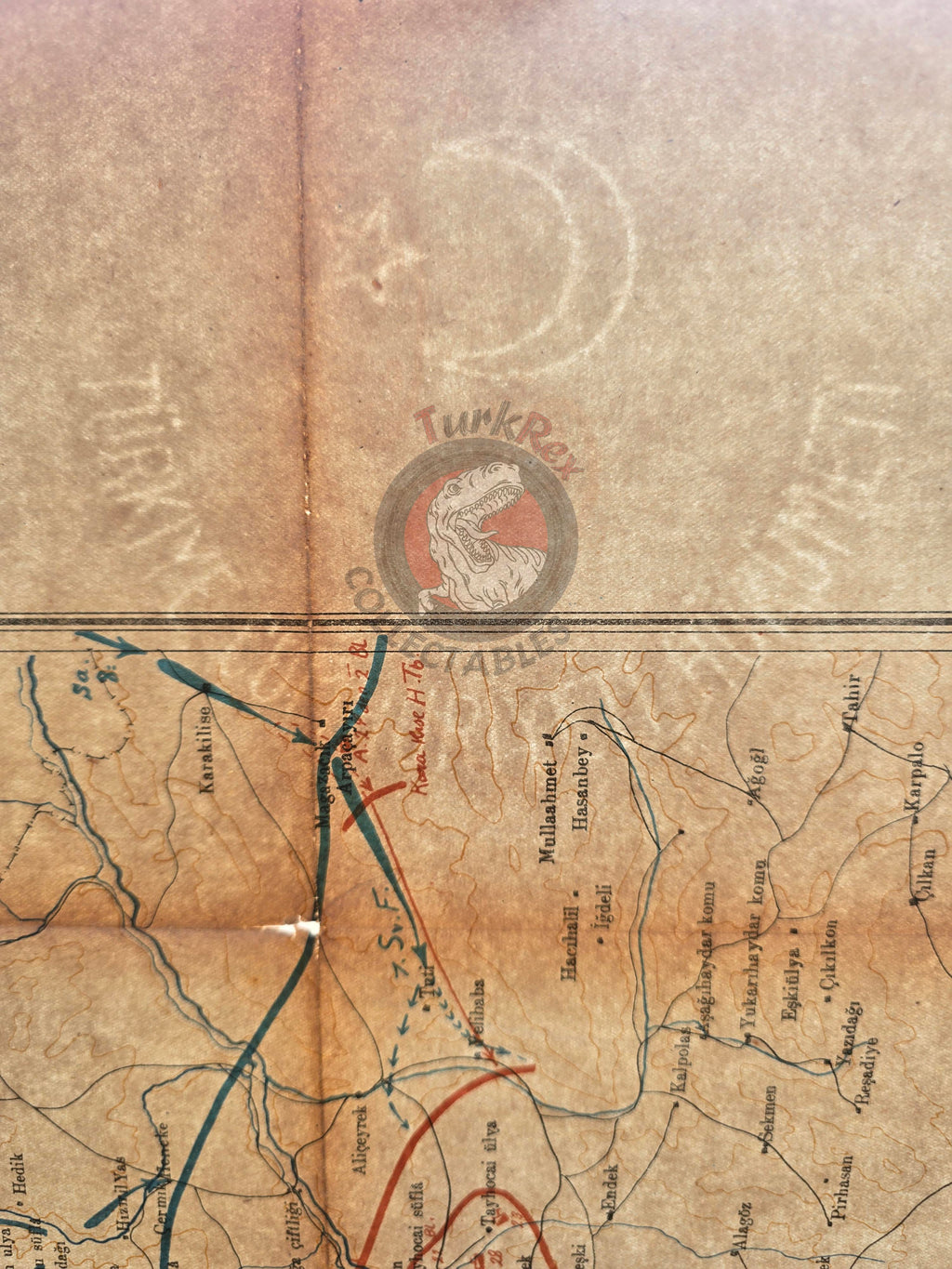 Caucasus Front in WWI November 1914 Ottoman Empire Military Map Russia Turkish 1932 Watermark