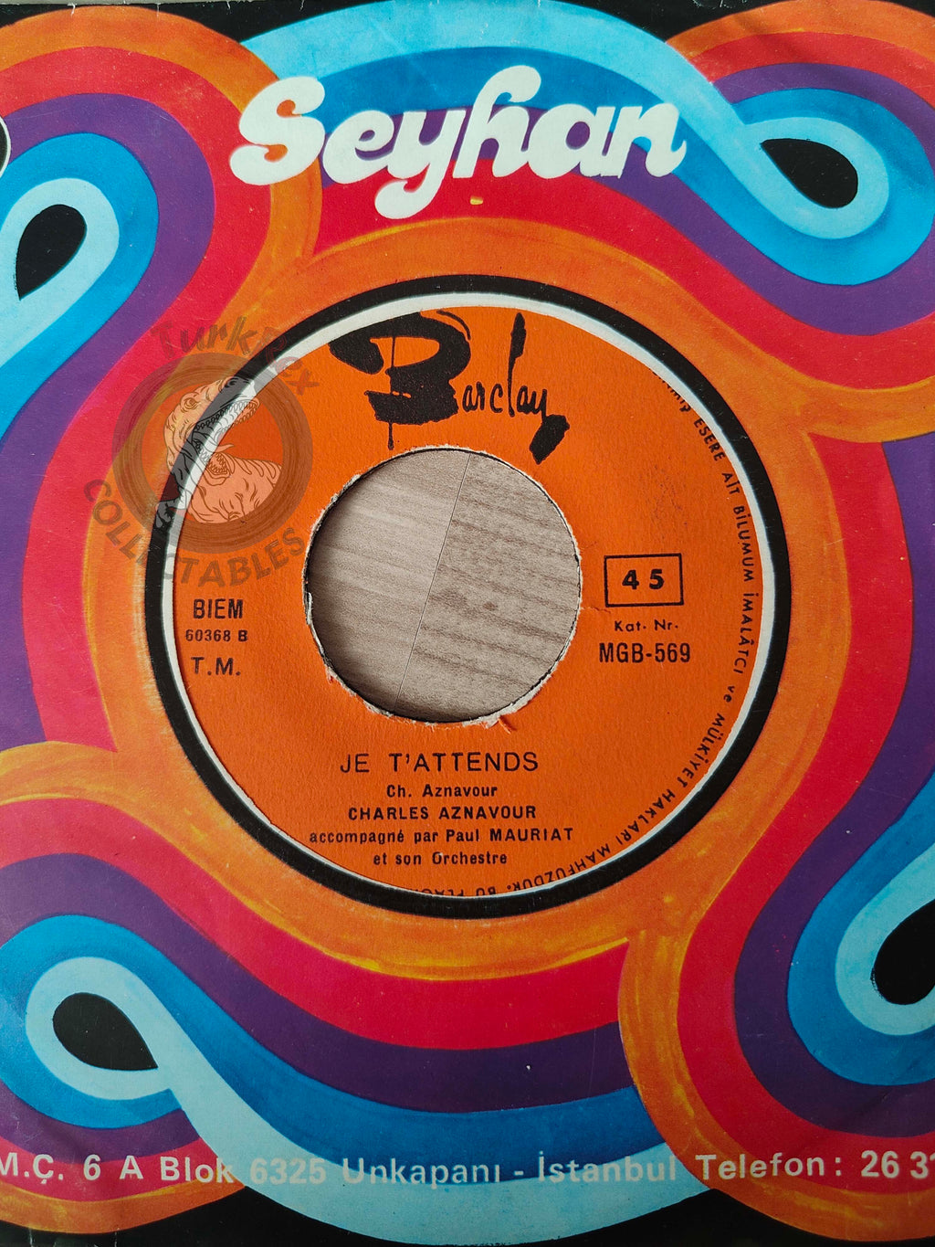 Charles Aznavour – Qui / Je T'Attends 7"  Turkish Pressing Vinyl Turkey Edition