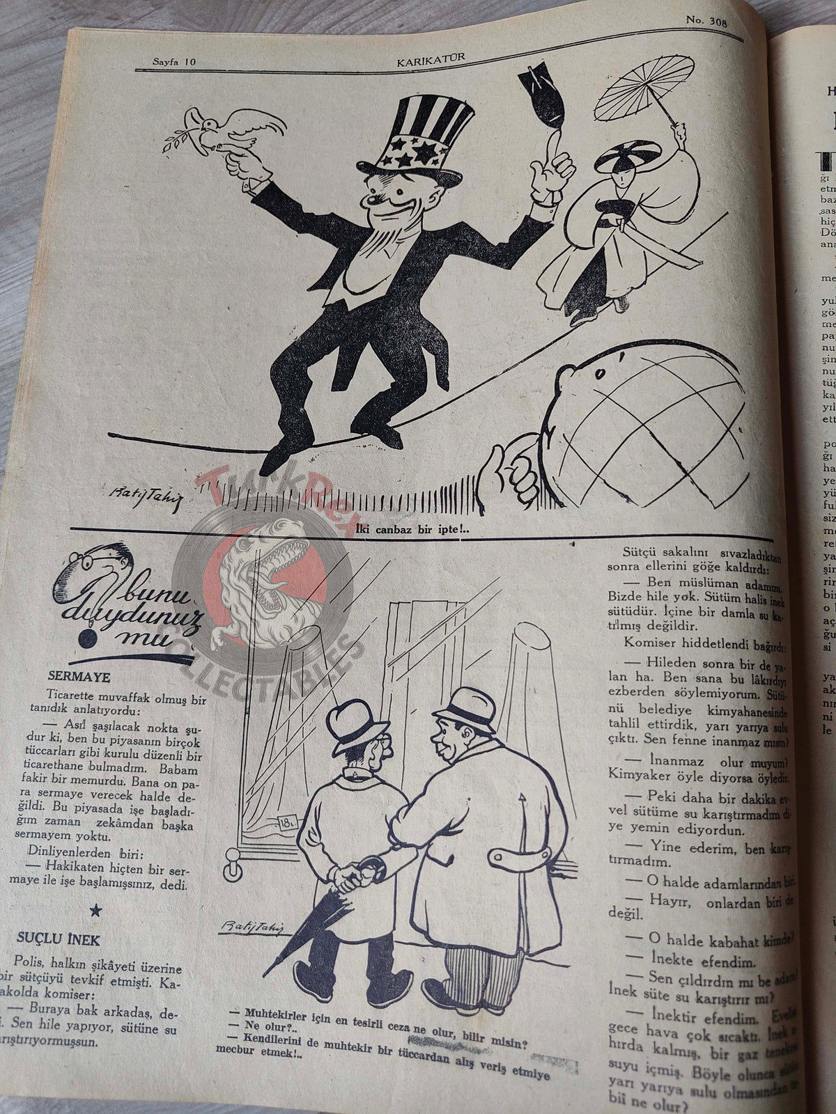 Karikatür 1941 Humor Magazine Turkish Turkey Napoleon’s Ghost German Soldier WW2 era Roosevelt