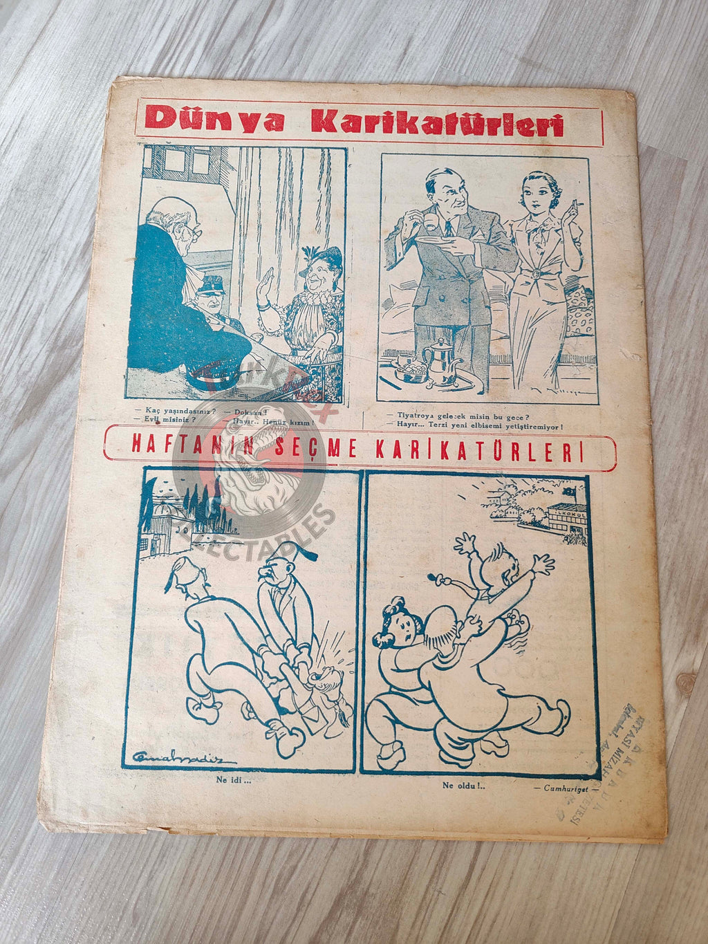 Akbaba 1945 Humor Magazine Turkish Turkey Soviet Russia WW2 era Italy United States Britain