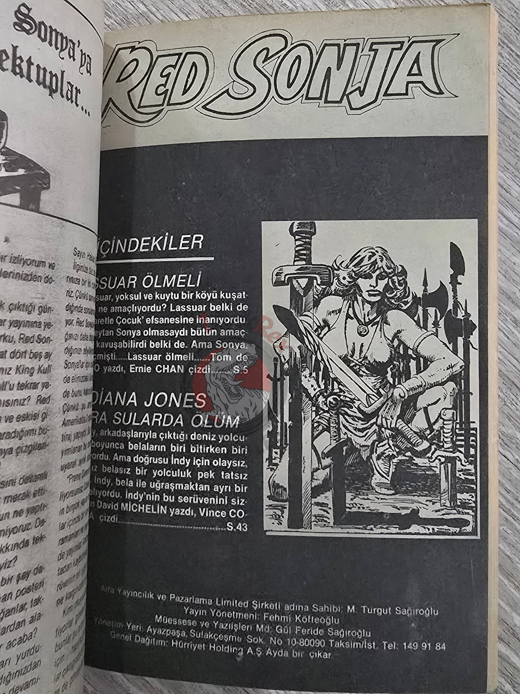 Red Sonja Summer Special Issue 1987 Turkish Comic Turkey Cover #2 - Indiana Jones #15 #16