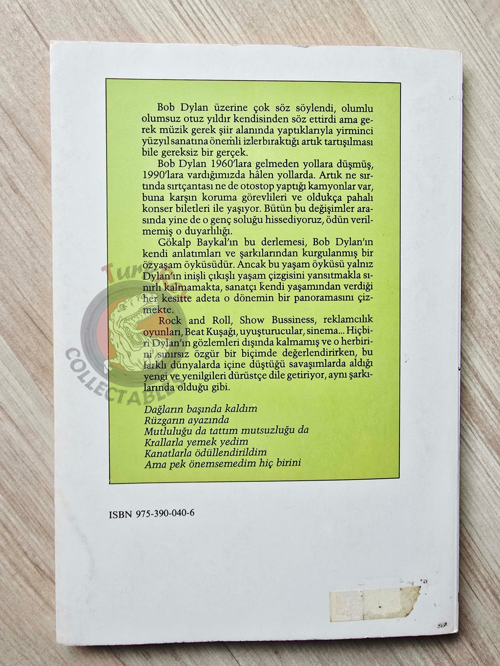 Bob Dylan Forever Young Biography Book 1990 1st by Turkish Writer Book Turkey