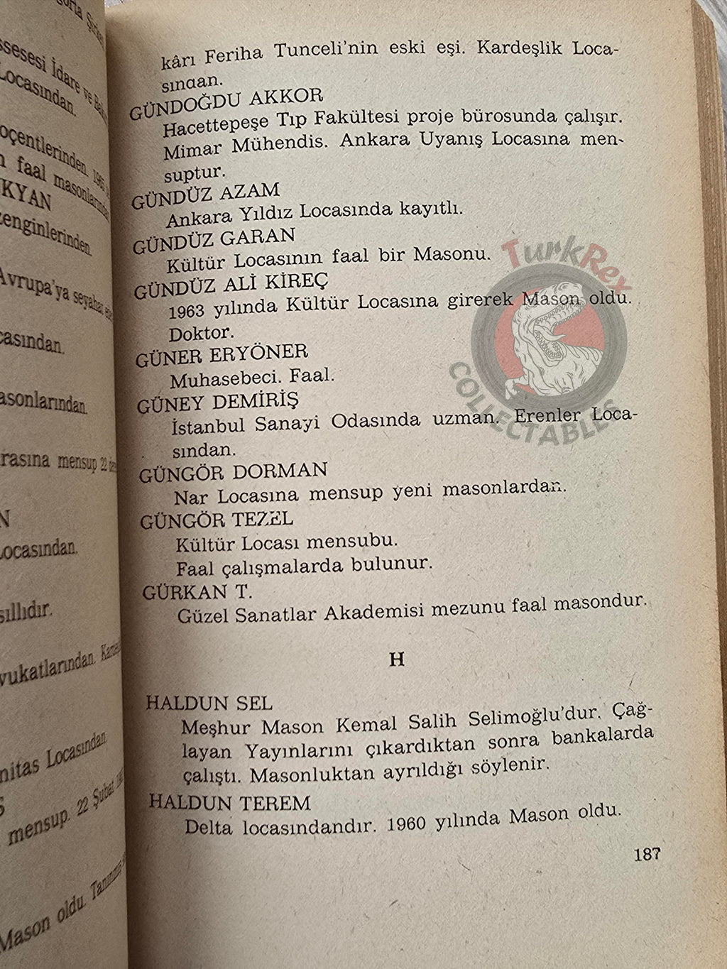 Turkish Freemasonry and Freemasons 1978 Masonic Masons of Turkey Names