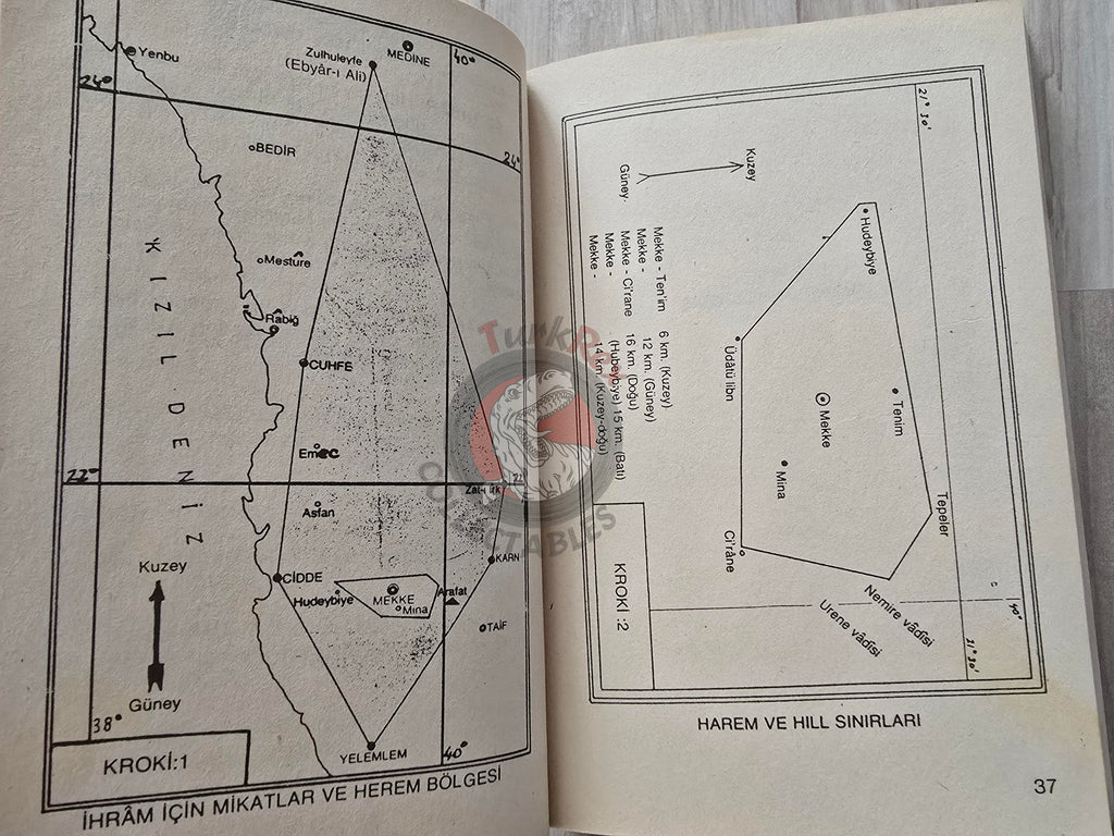 Hajj Guide 1988 Turkish Pilgrimage Handbook with Saudi Arabia Map Mecca Kaaba Medina