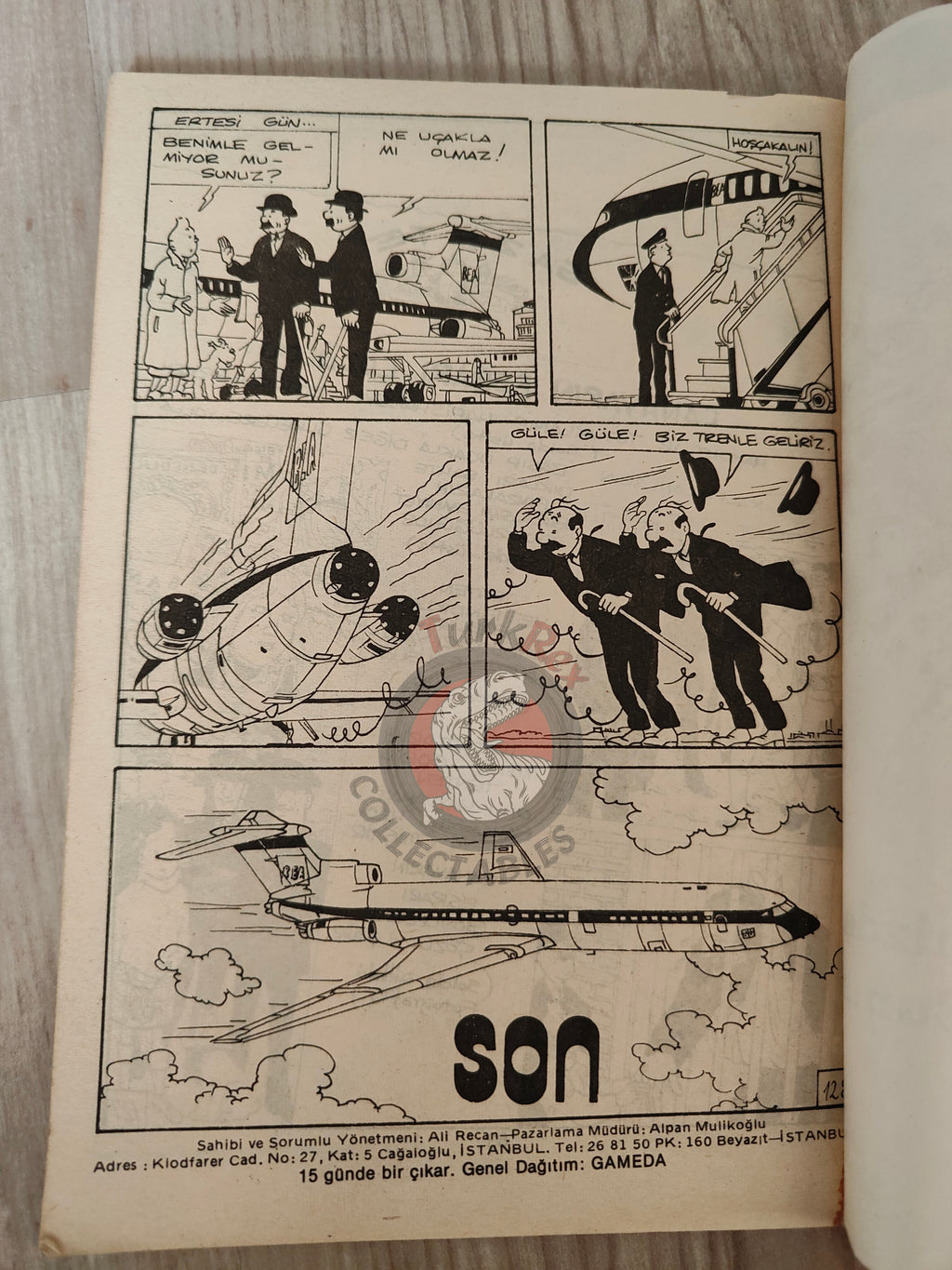 Tintin –  The Black Island 1980s Turkish Edition Comic Turkey