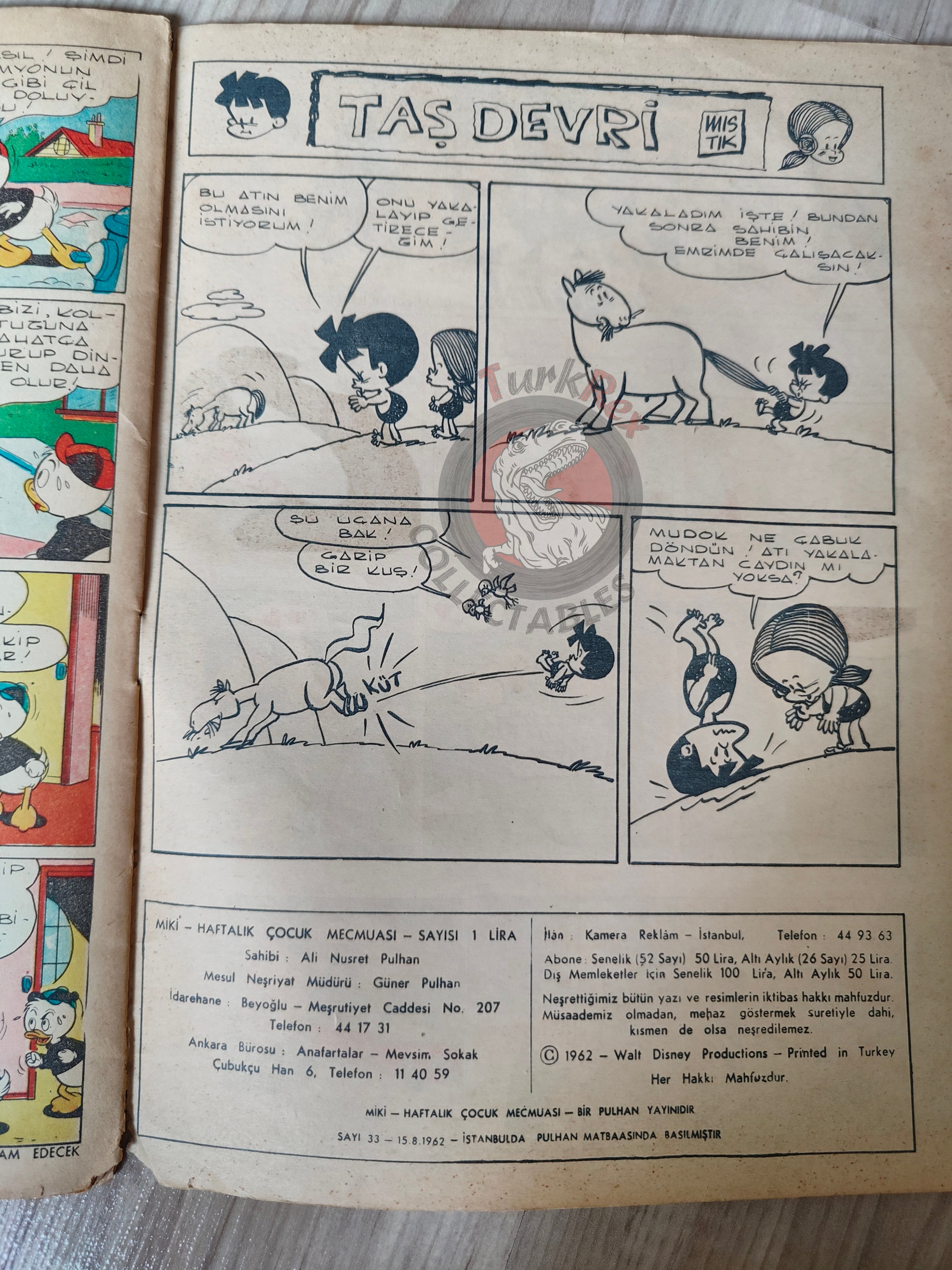 Mickey Mouse Mag #33 1962 Turkish Comic Turkey Walt Disney Donald Duck