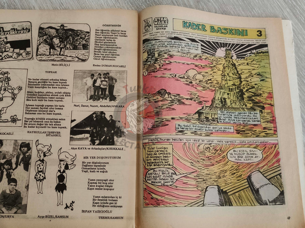 Tercüman Çocuk #44 1982 Turkish Comic Turkey Superman Star Wars #29 The Flintstones Tounga Cubitus