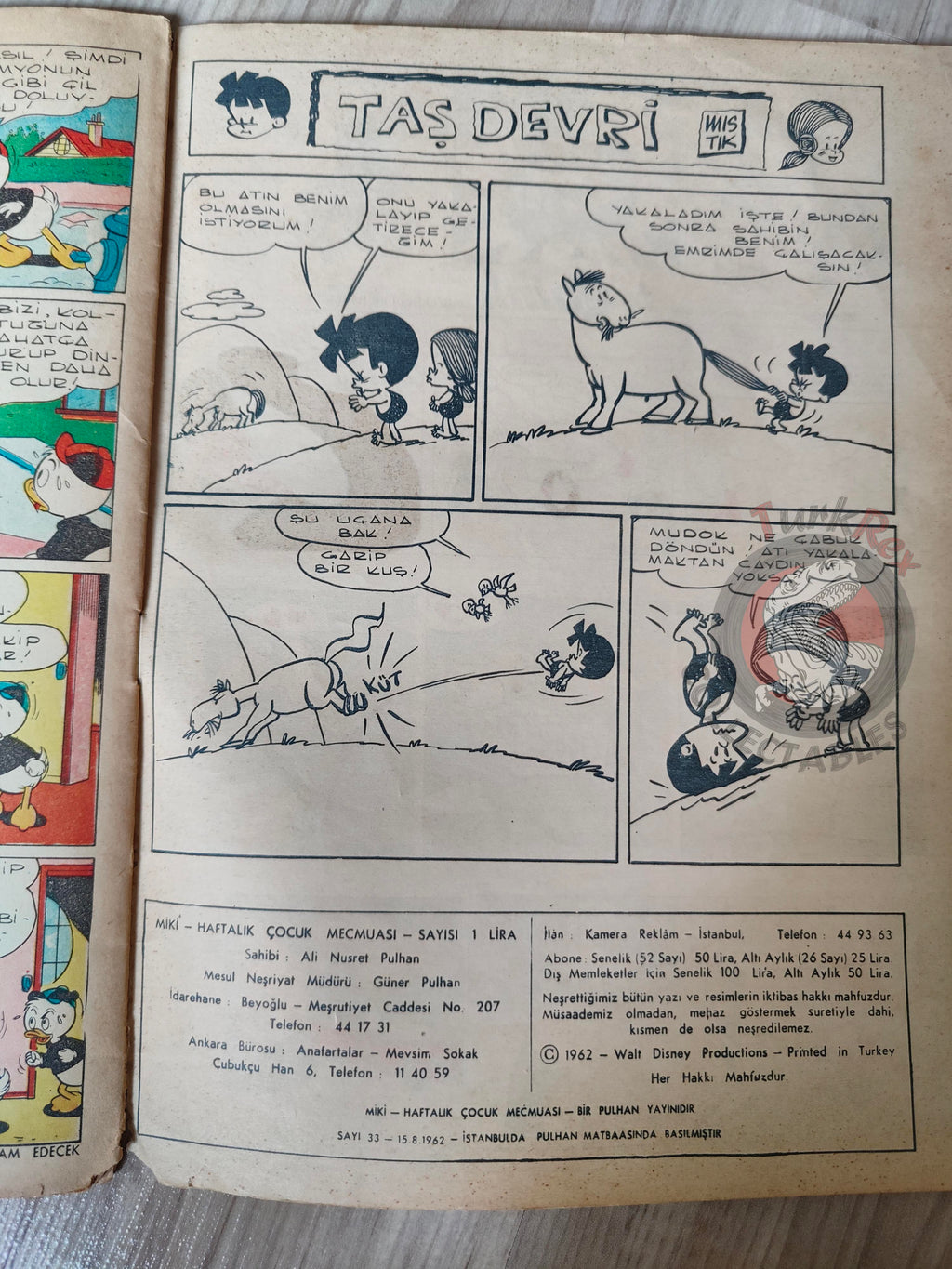 Mickey Mouse Mag #33 1962 Turkish Comic Turkey Walt Disney Donald Duck