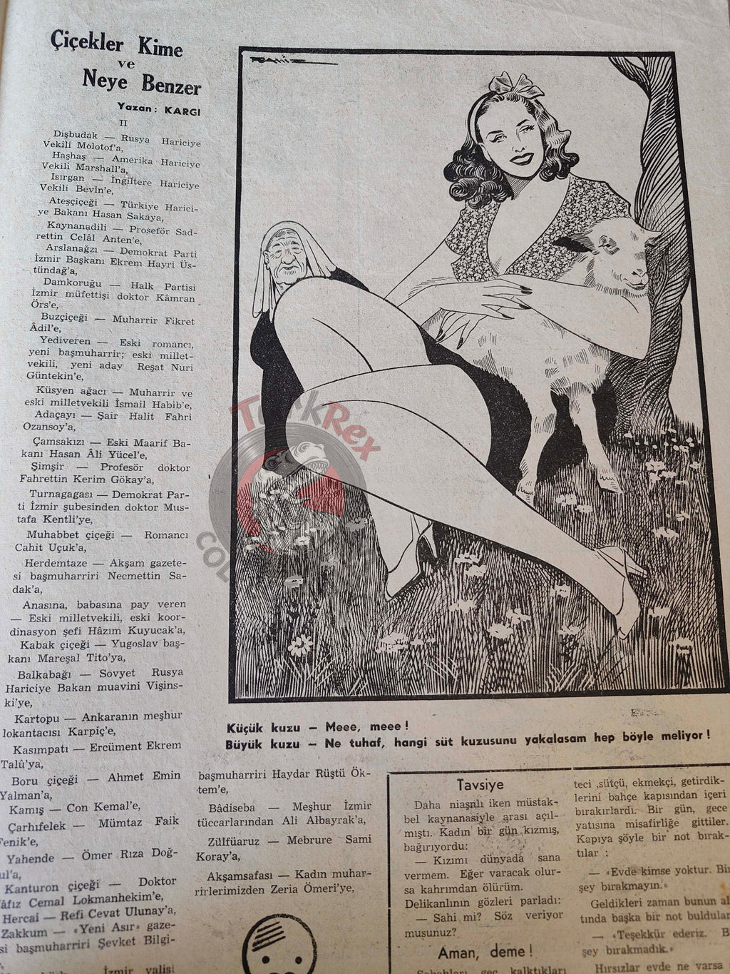 Mizah 1947 Humor Magazine Turkish Turkey Uncle Sam and Communism War Soviet Russia USA