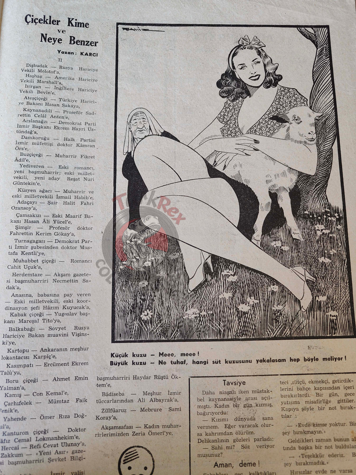 Mizah 1947 Humor Magazine Turkish Turkey Uncle Sam and Communism War Soviet Russia USA