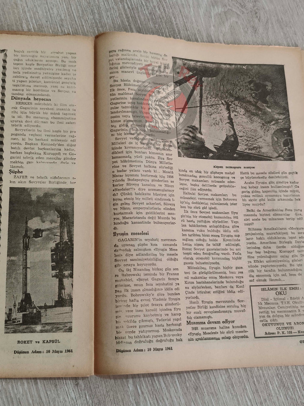 Düşünen Adam 1961 Project Mercury Astronauts Turkish Magazine Turkey Space Moon Alan Shepard