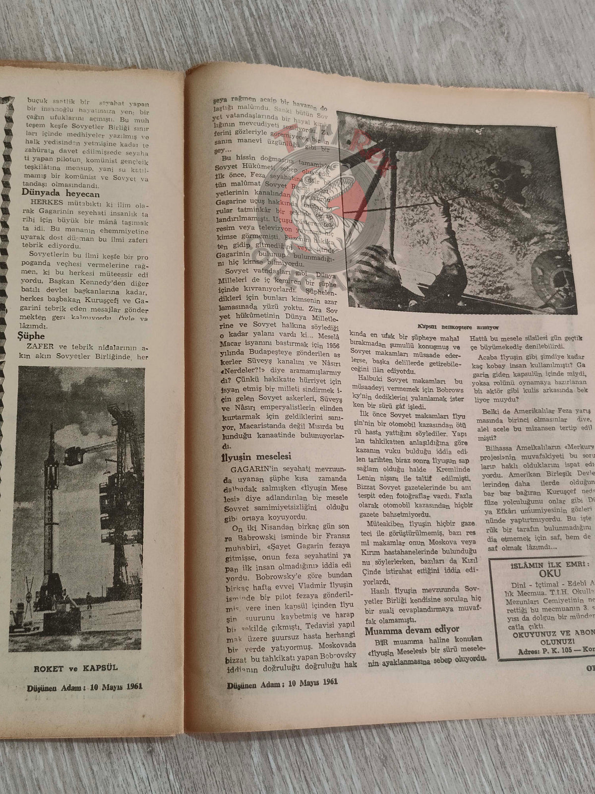 Düşünen Adam 1961 Project Mercury Astronauts Turkish Magazine Turkey Space Moon Alan Shepard