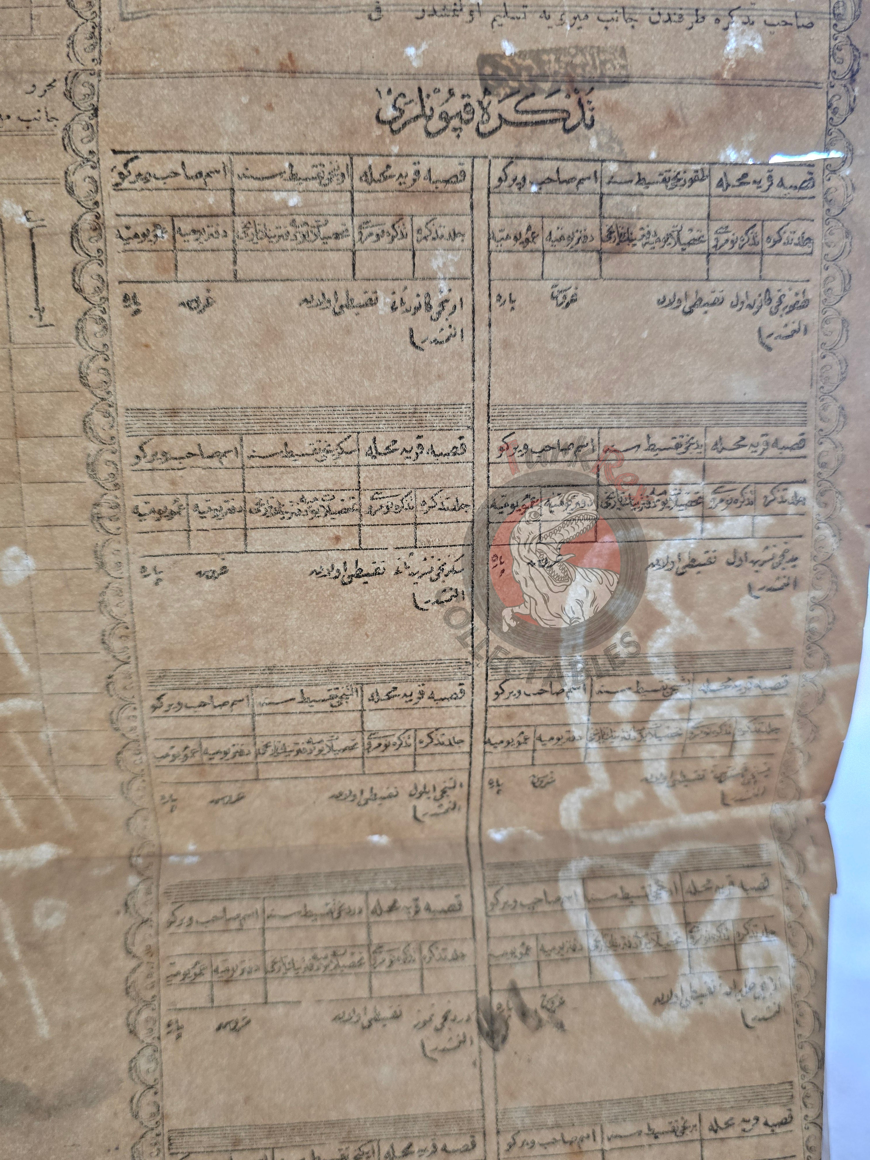 Ottoman Property Tax Certificate 1880s İstanbul-Non Muslim Citizen Watermarked