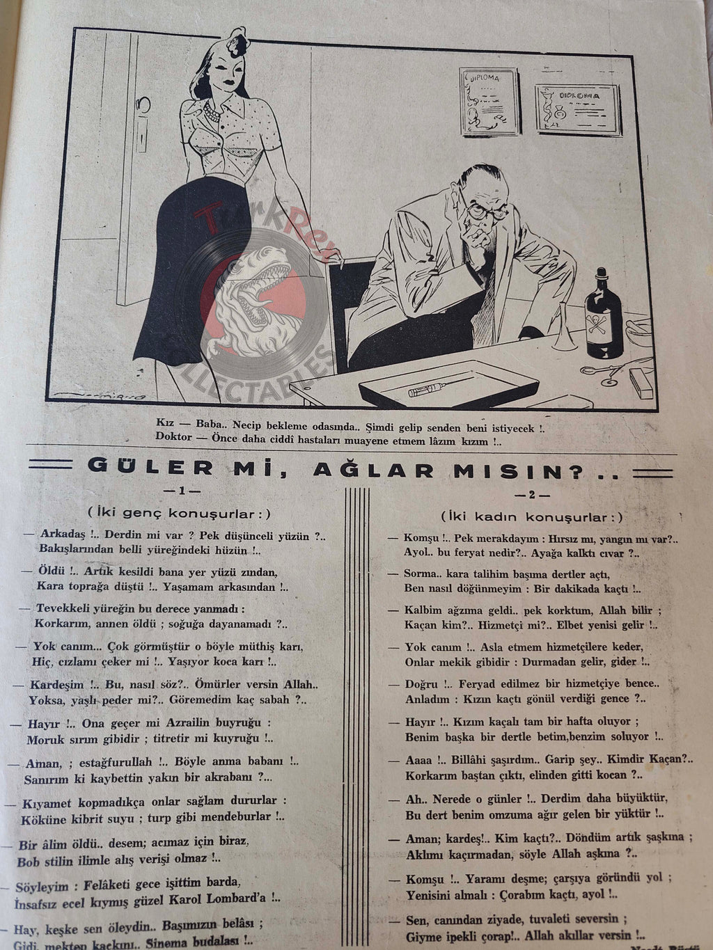 Şaka 1942 Humor Magazine Turkish Turkey Winter Pin-Up Cover WW2 era Singer Arlon