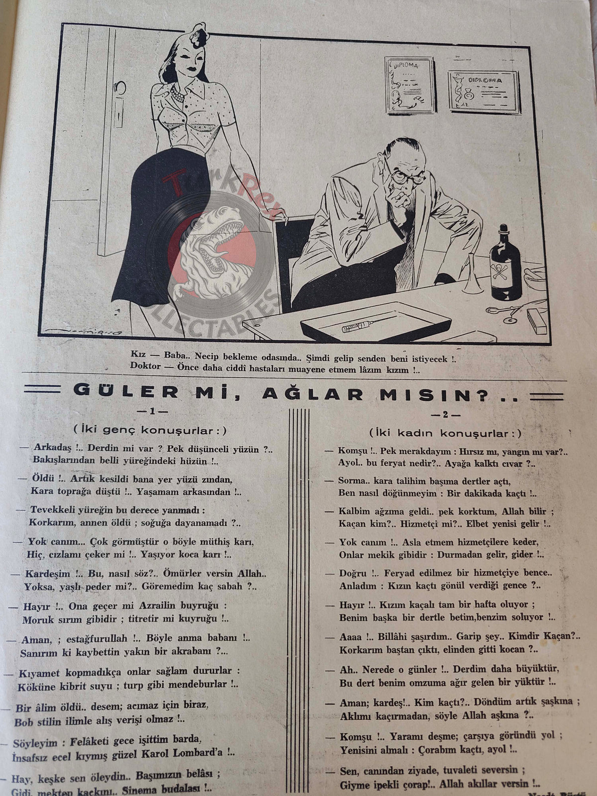 Şaka 1942 Humor Magazine Turkish Turkey Winter Pin-Up Cover WW2 era Singer Arlon