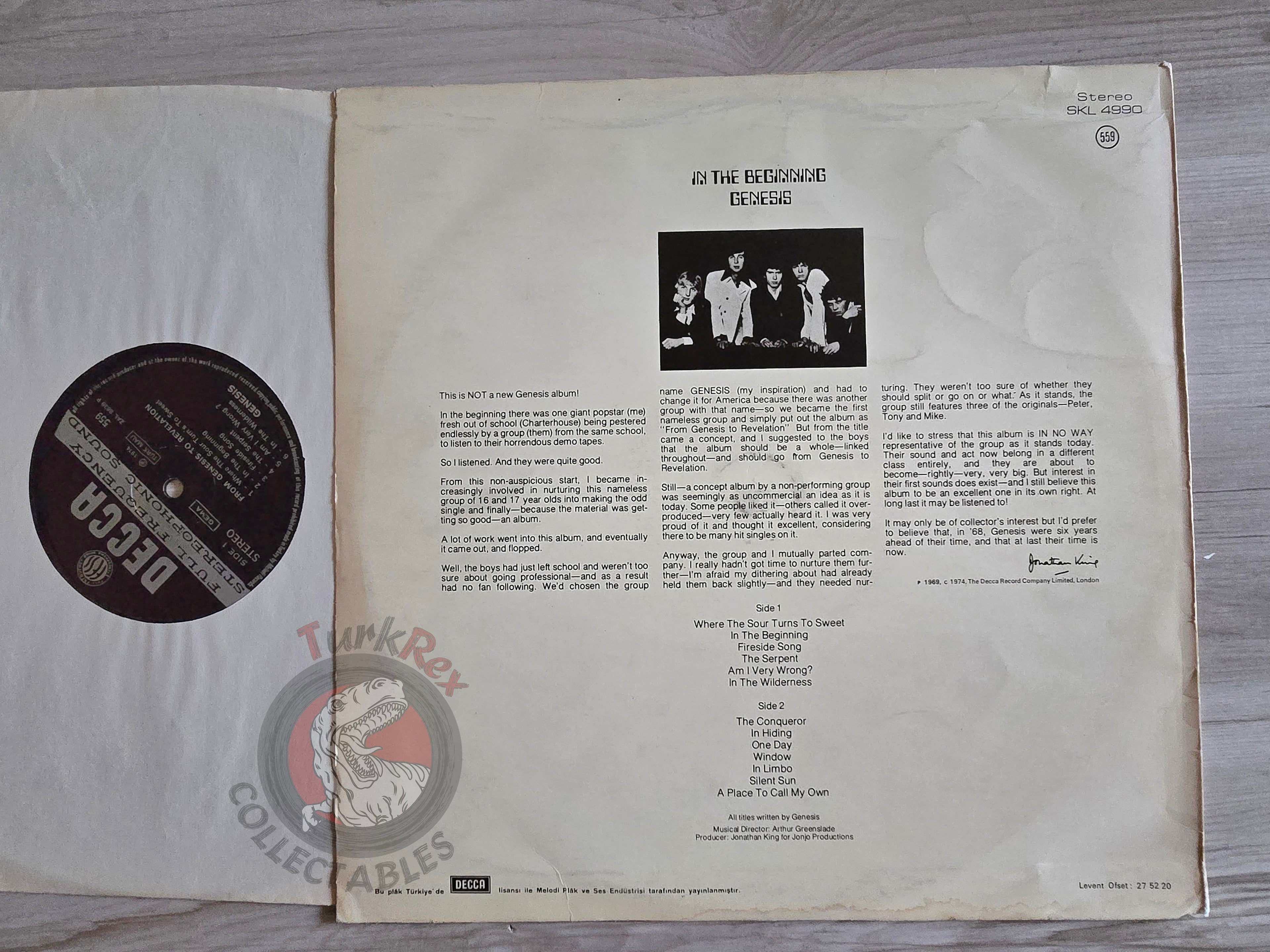 Genesis – In The Beginning Turkish Pressing Vinyl Turkey Edition