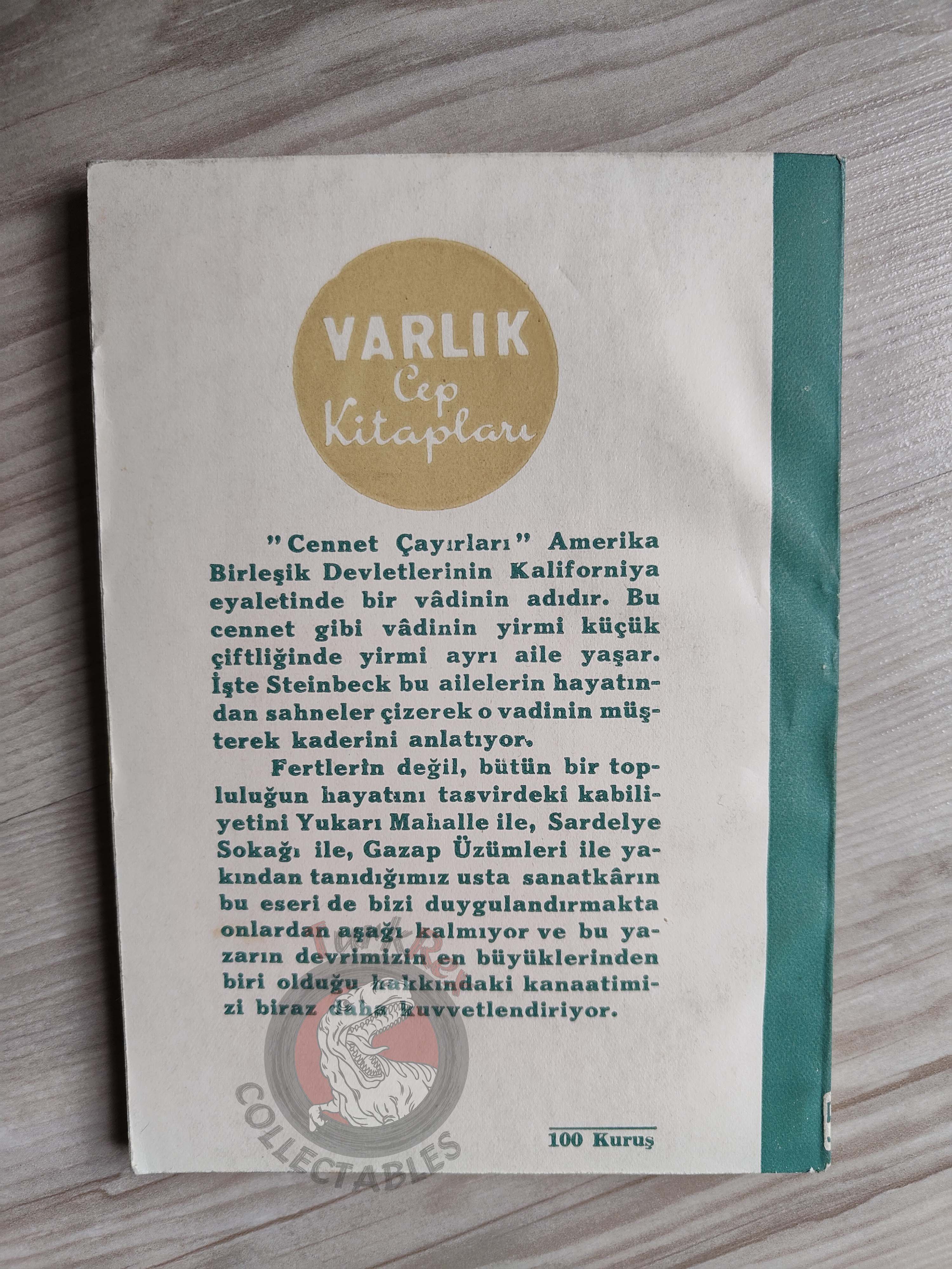 John Steinbeck – Pastures of Heaven 1952 1st Turkish Book Turkey
