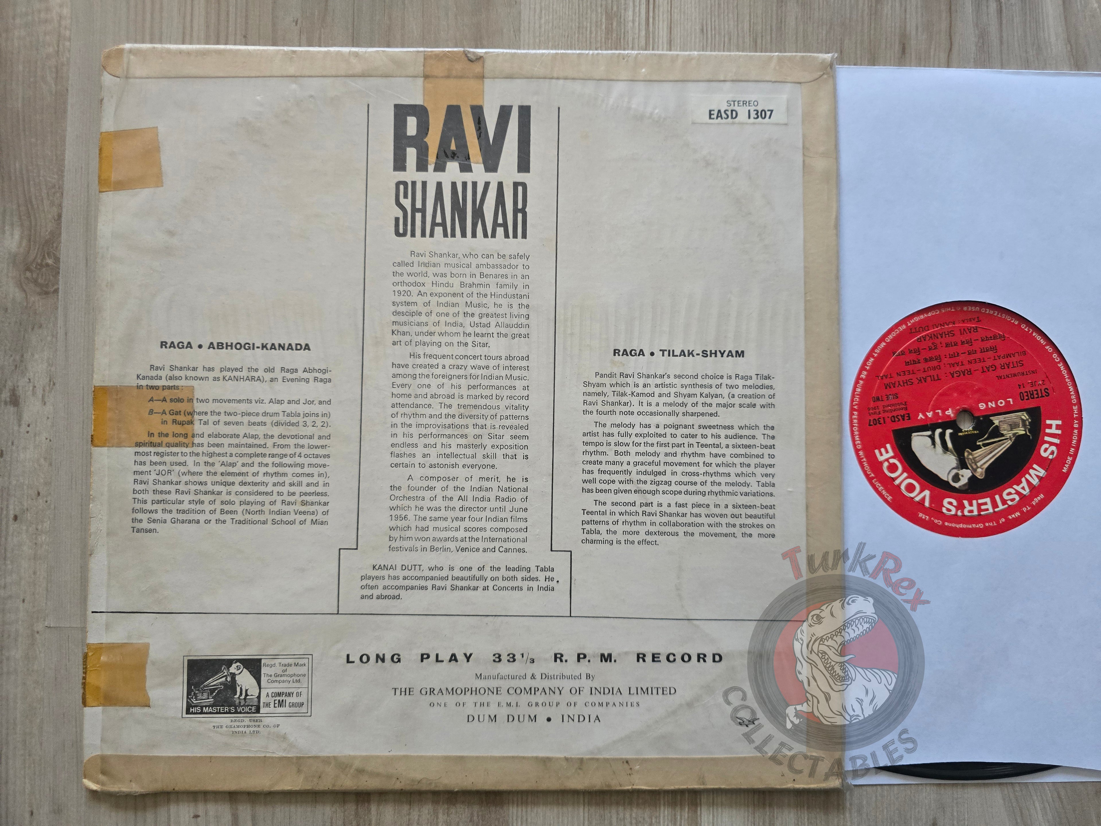 Ravi Shankar – Raga. Tilak-Shyam / Abhogi-Kanada India Pressing Vinyl Indian Edition